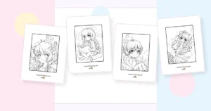 Preview collage of kawaii anime adults coloring pages printable designs