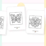 Preview collage of kawaii butterfly coloring pages printable designs