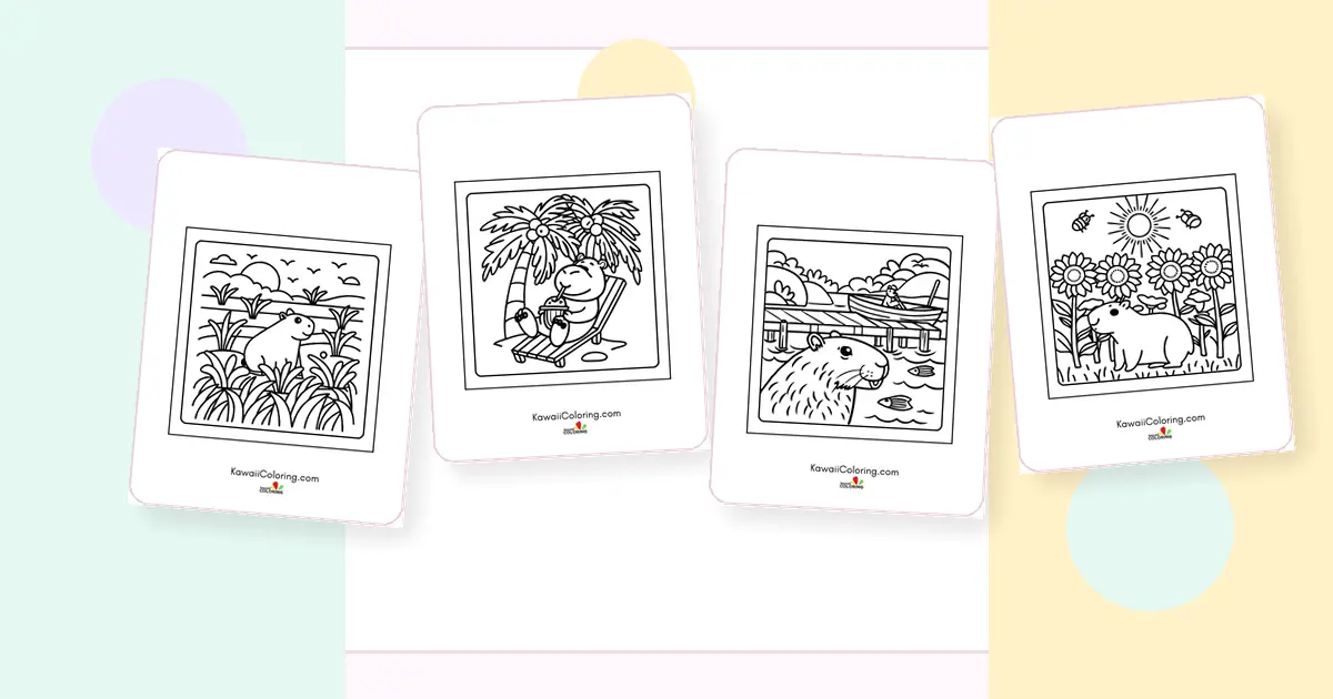 Kawaii Capybara Coloring Pages