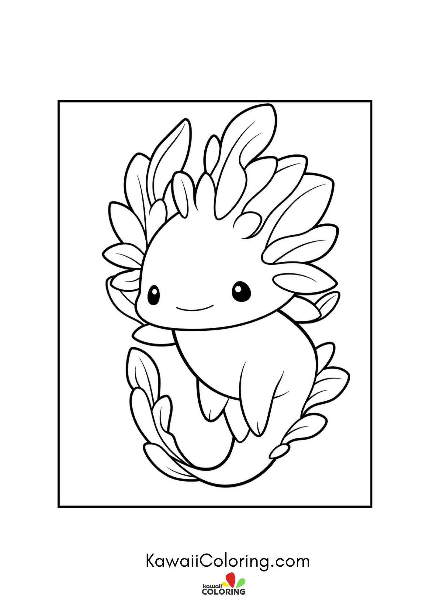 Smiling axolotl underwater with bubbles