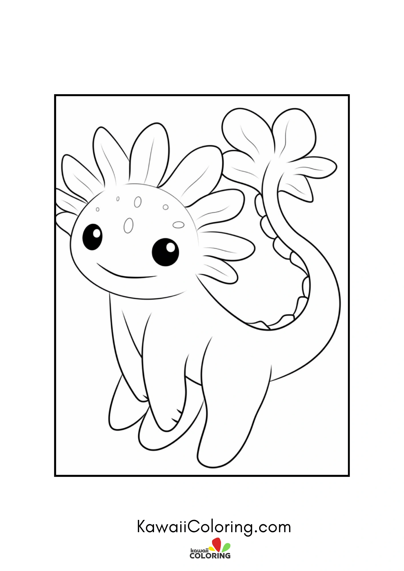 Axolotl resting near underwater flowers