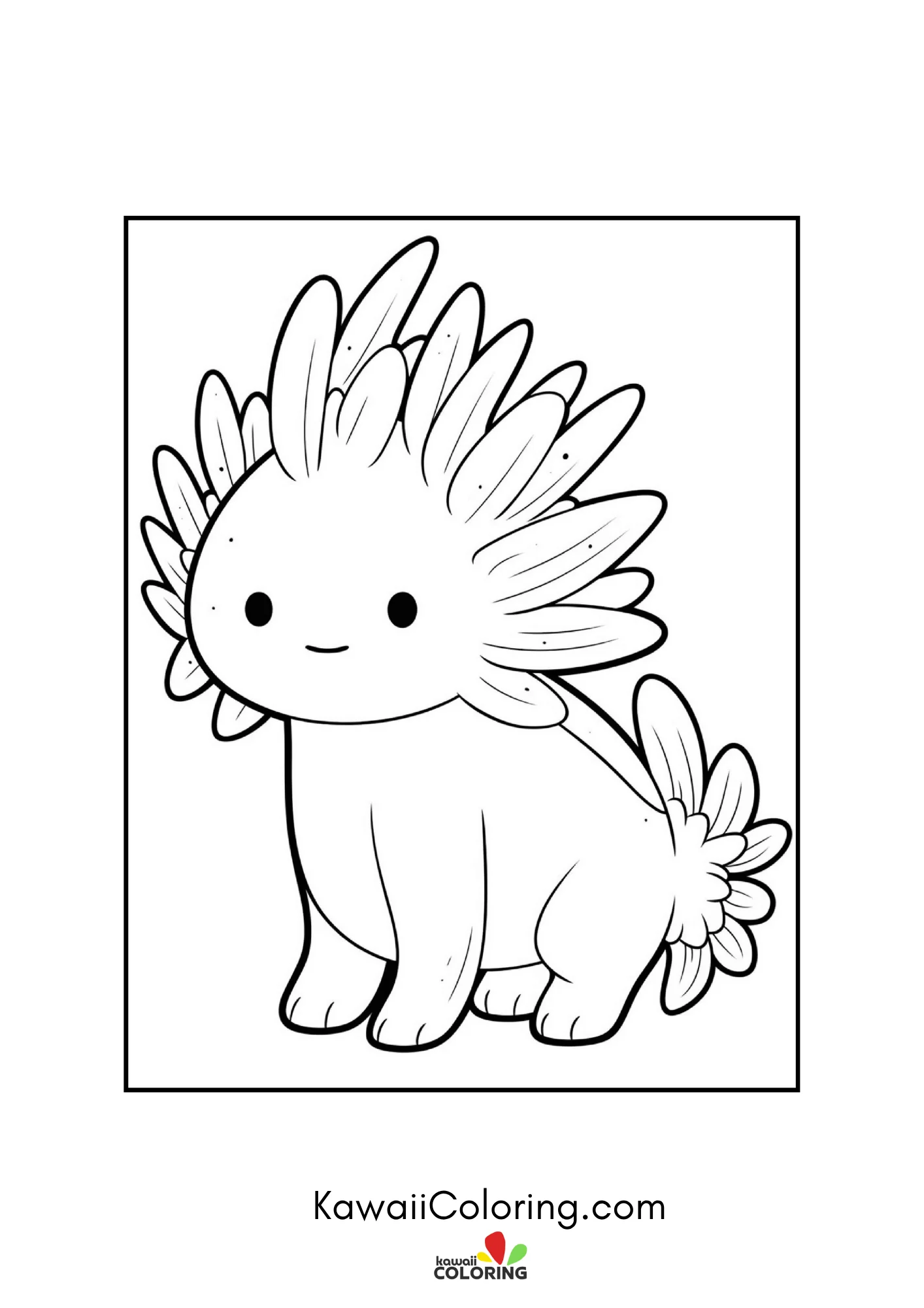 Cute axolotl surrounded by aquatic plants