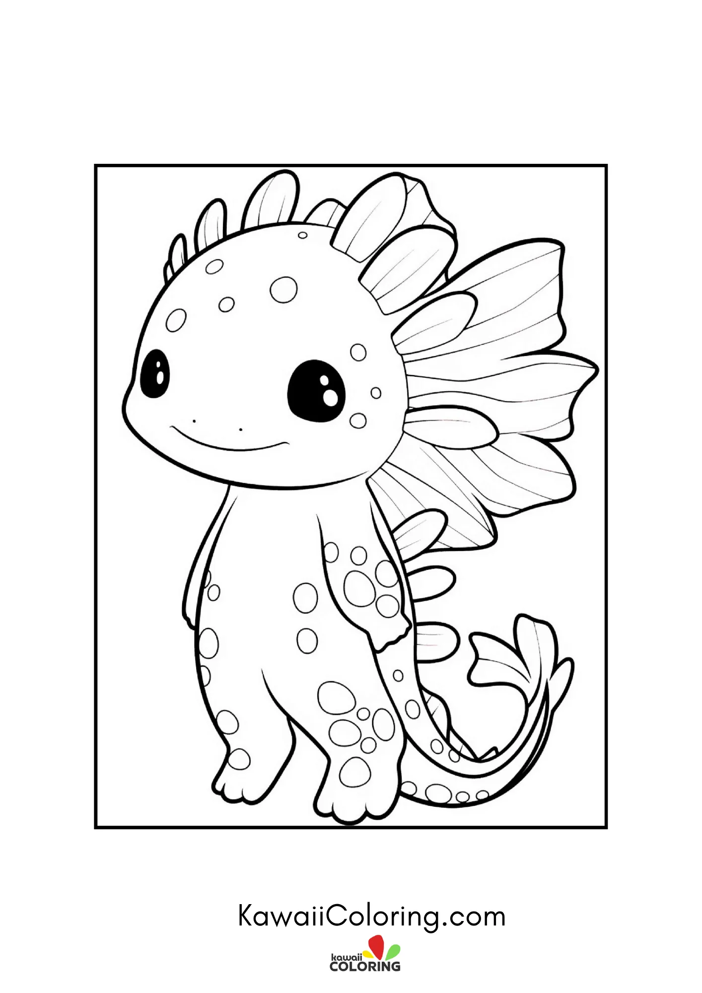 Happy axolotl floating in a pond scene
