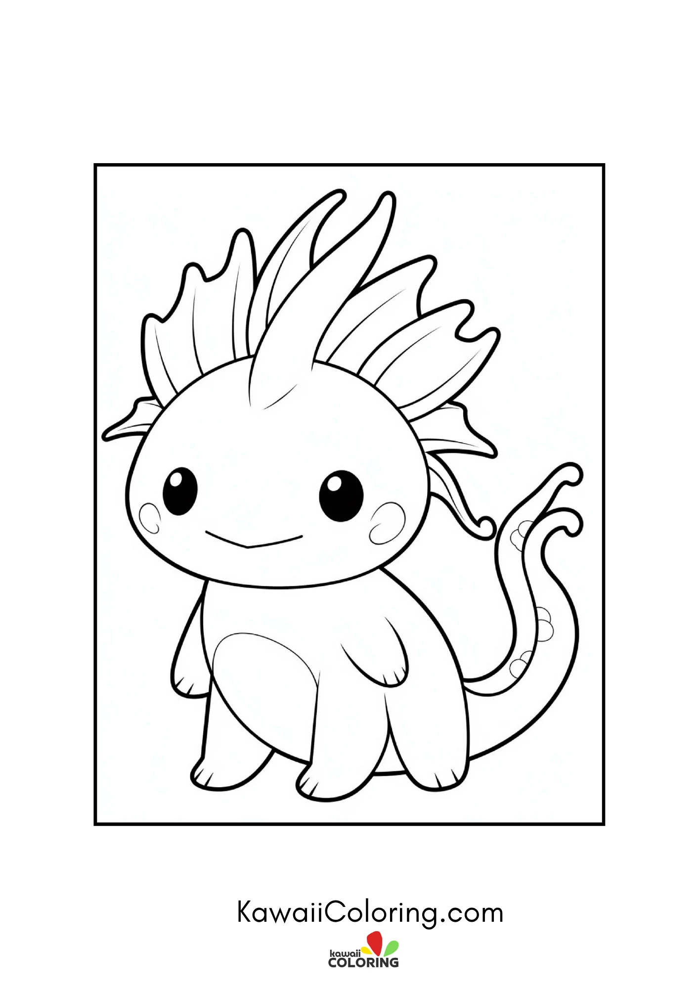 Smiling axolotl underwater with bubbles