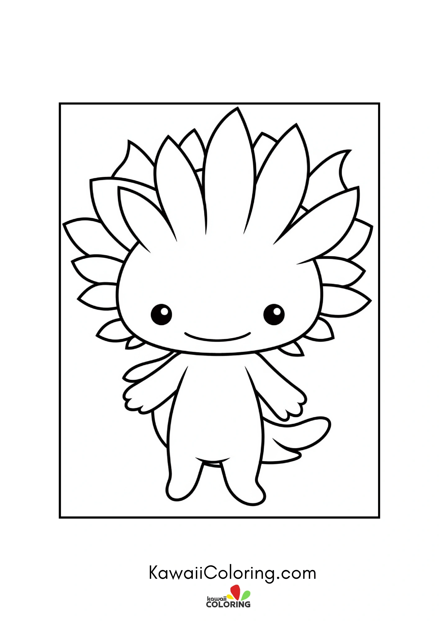 Happy axolotl floating in a pond scene