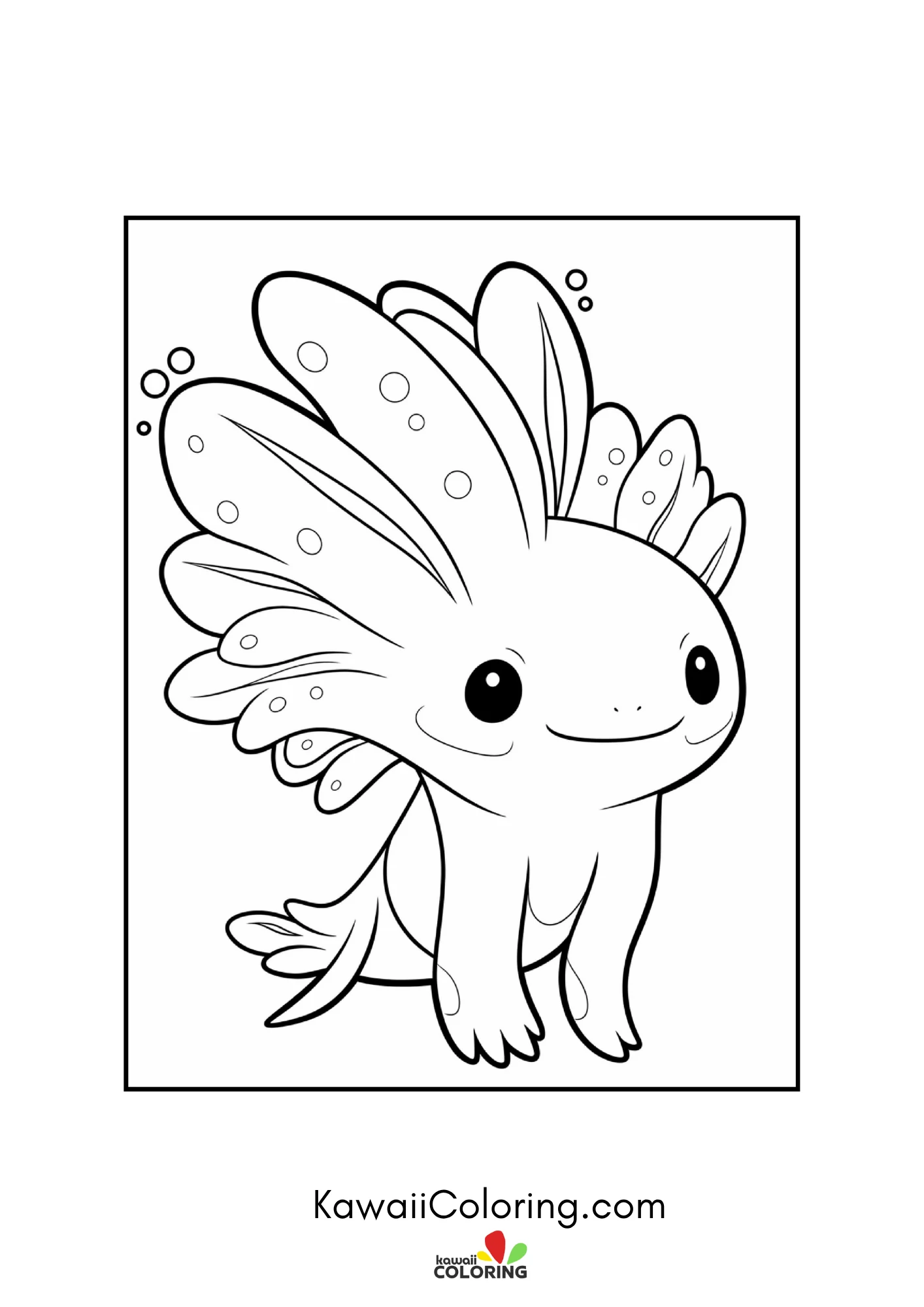 Axolotl resting near underwater flowers