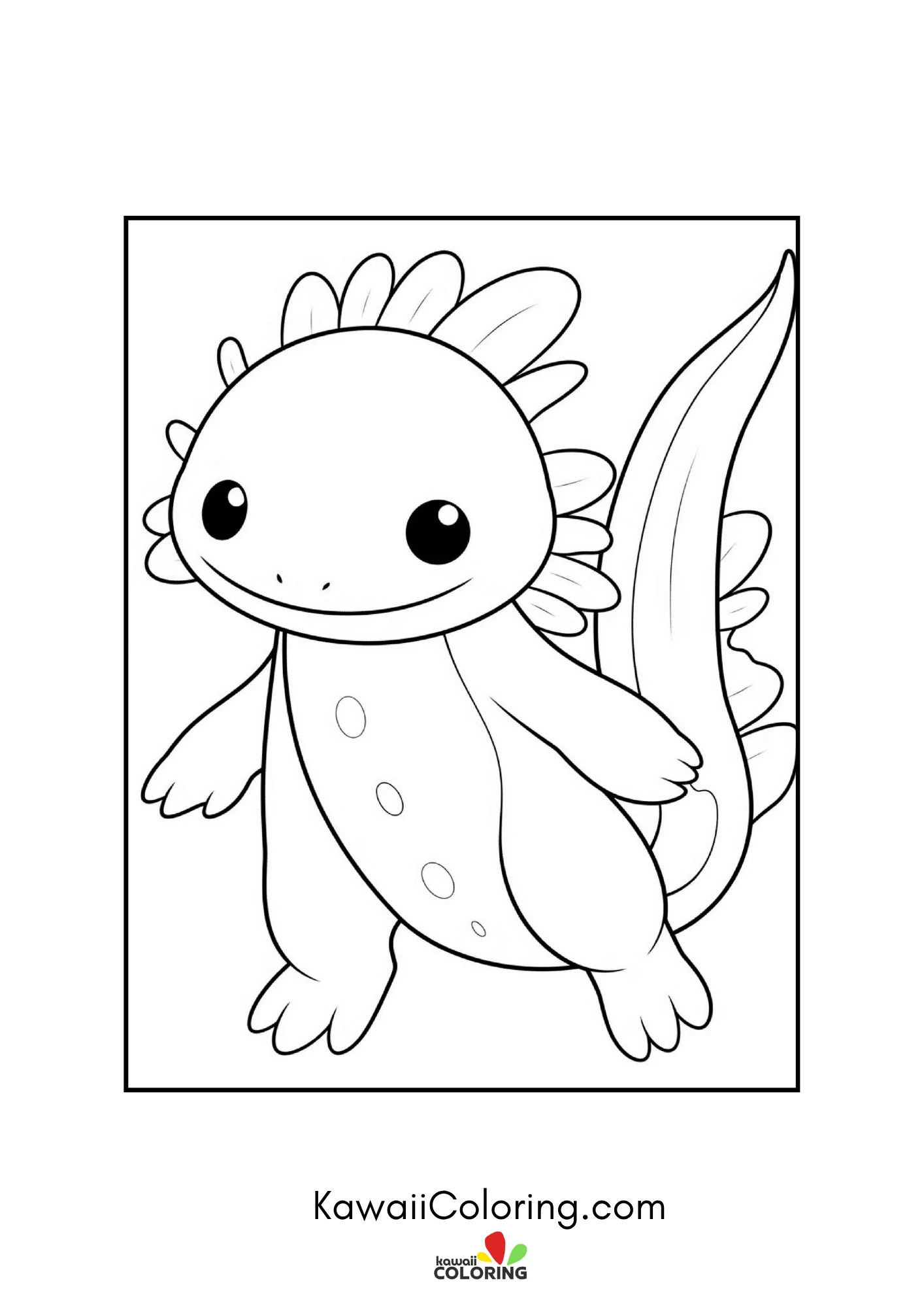 Cute axolotl surrounded by aquatic plants