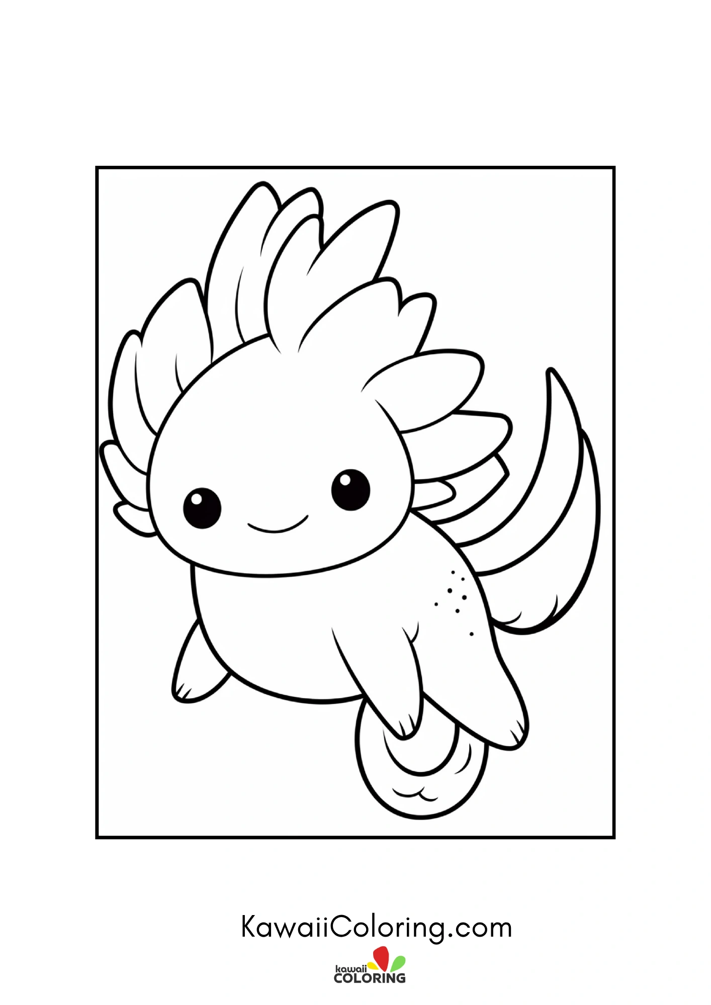 Happy axolotl floating in a pond scene