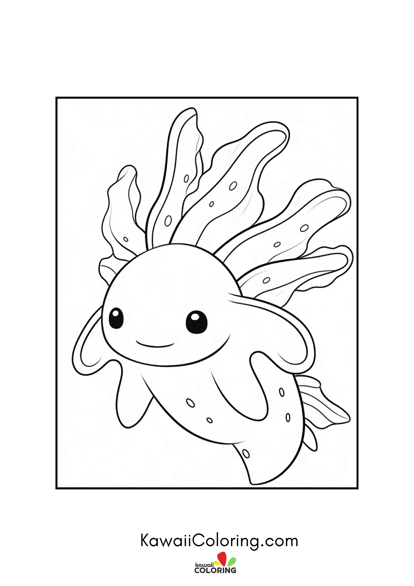 Axolotl resting near underwater flowers