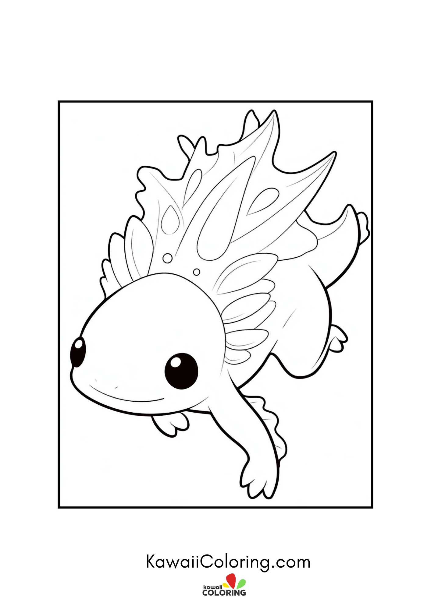 Cute axolotl surrounded by aquatic plants