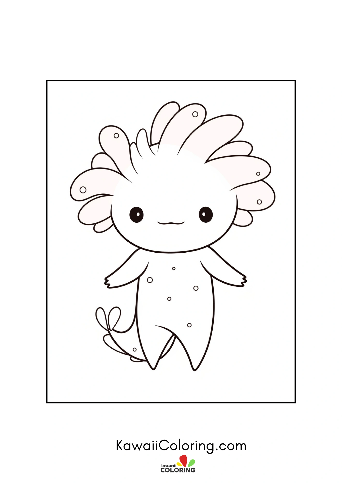 Happy axolotl floating in a pond scene