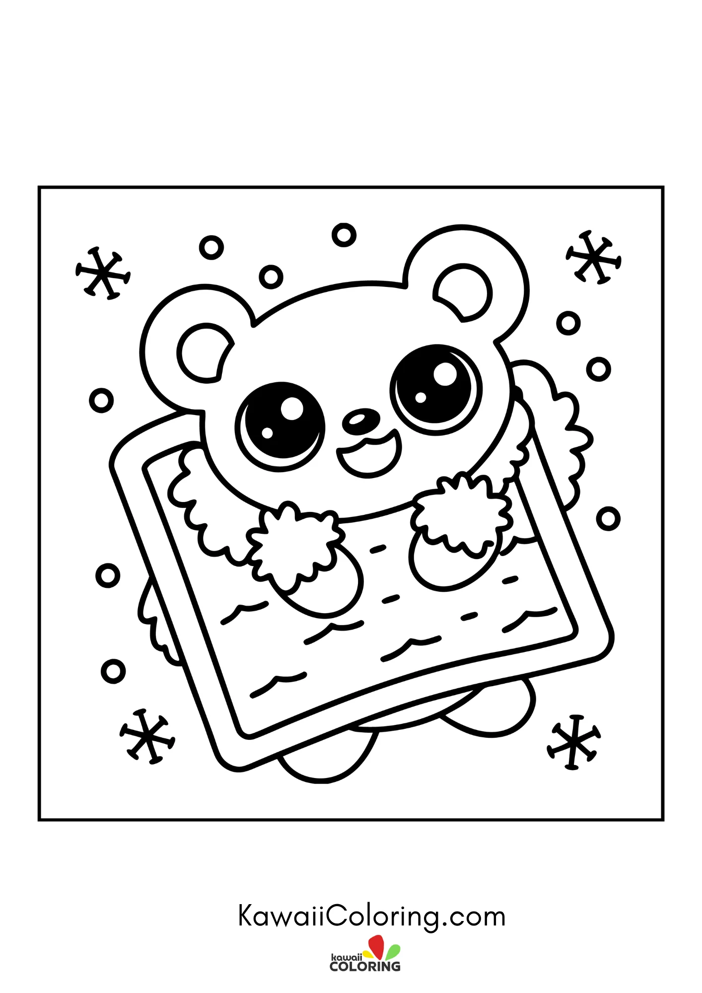 Kawaii bear in a playful forest scene