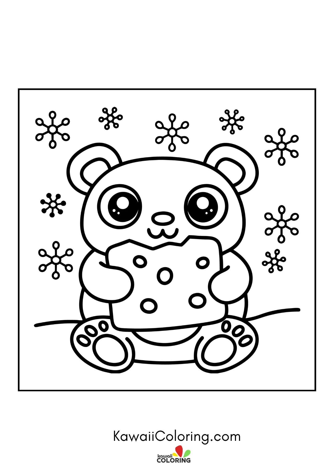 Baby bear with stars and simple flowers