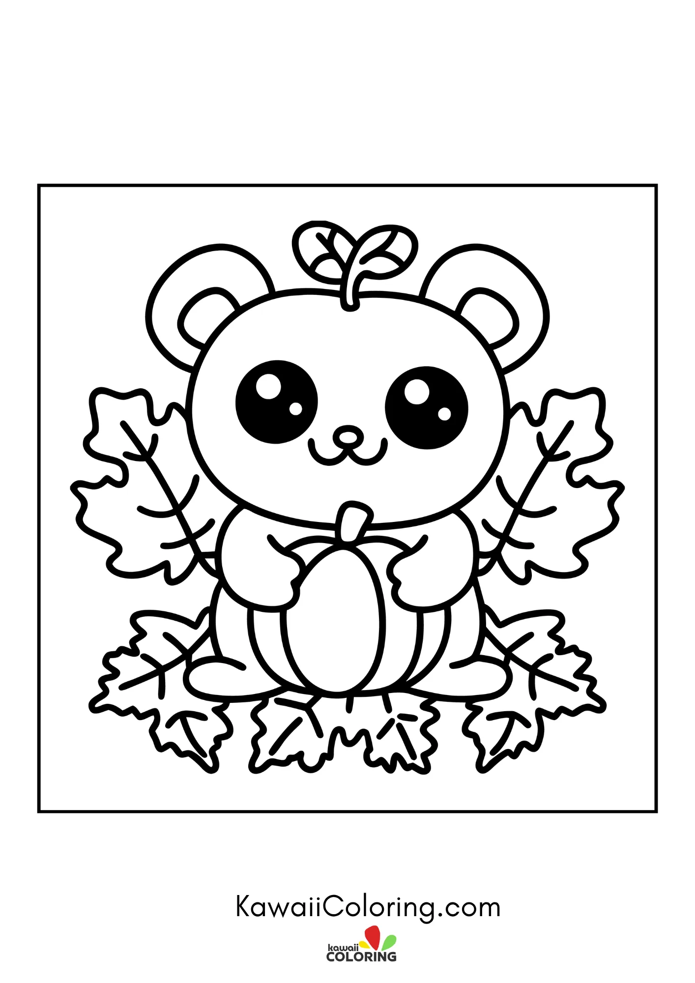 Cute bear sitting with hearts and flowers
