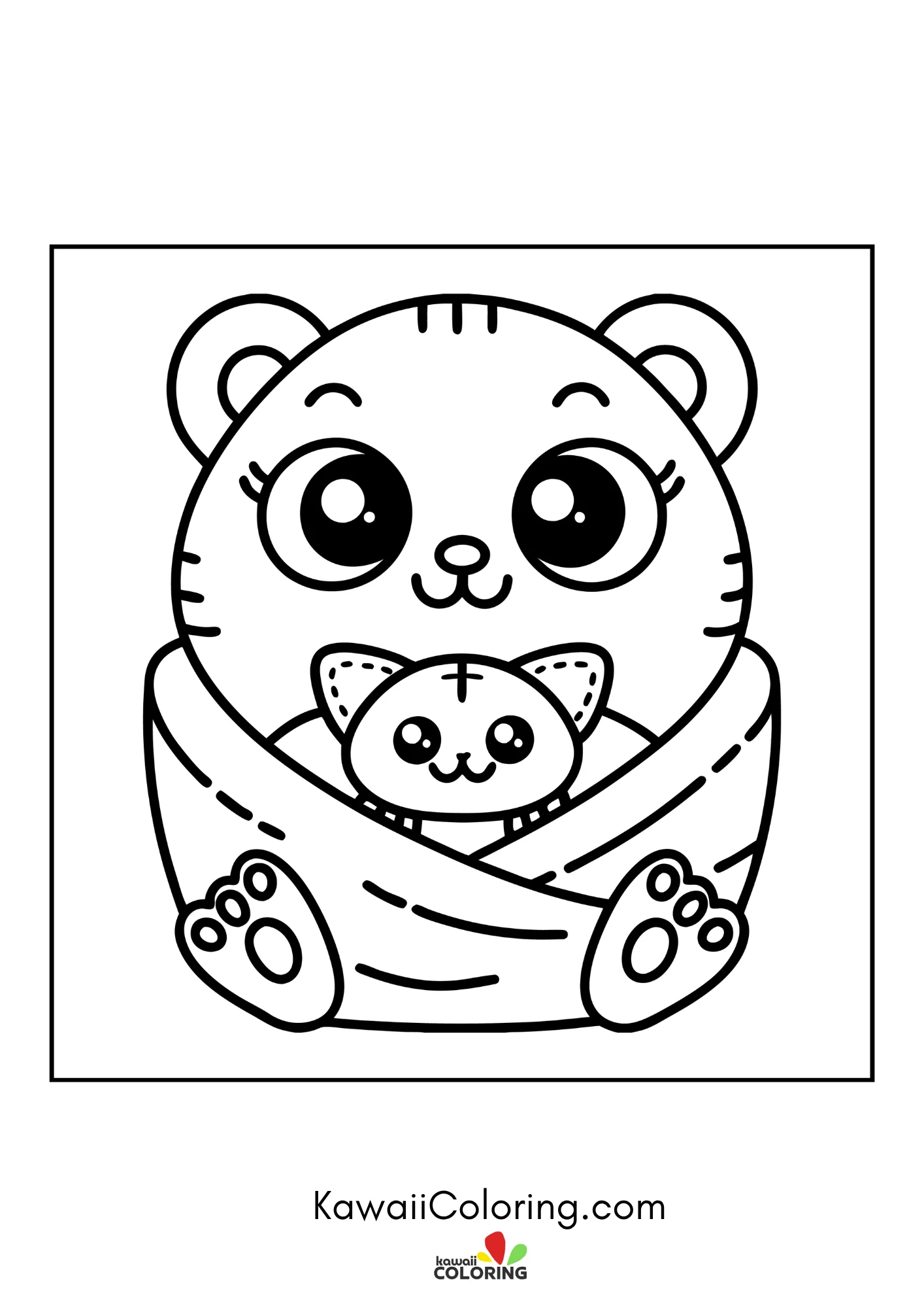 Baby bear with stars and simple flowers