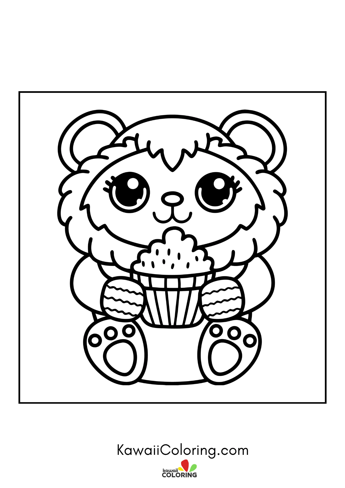 Smiling bear holding a sweet treat