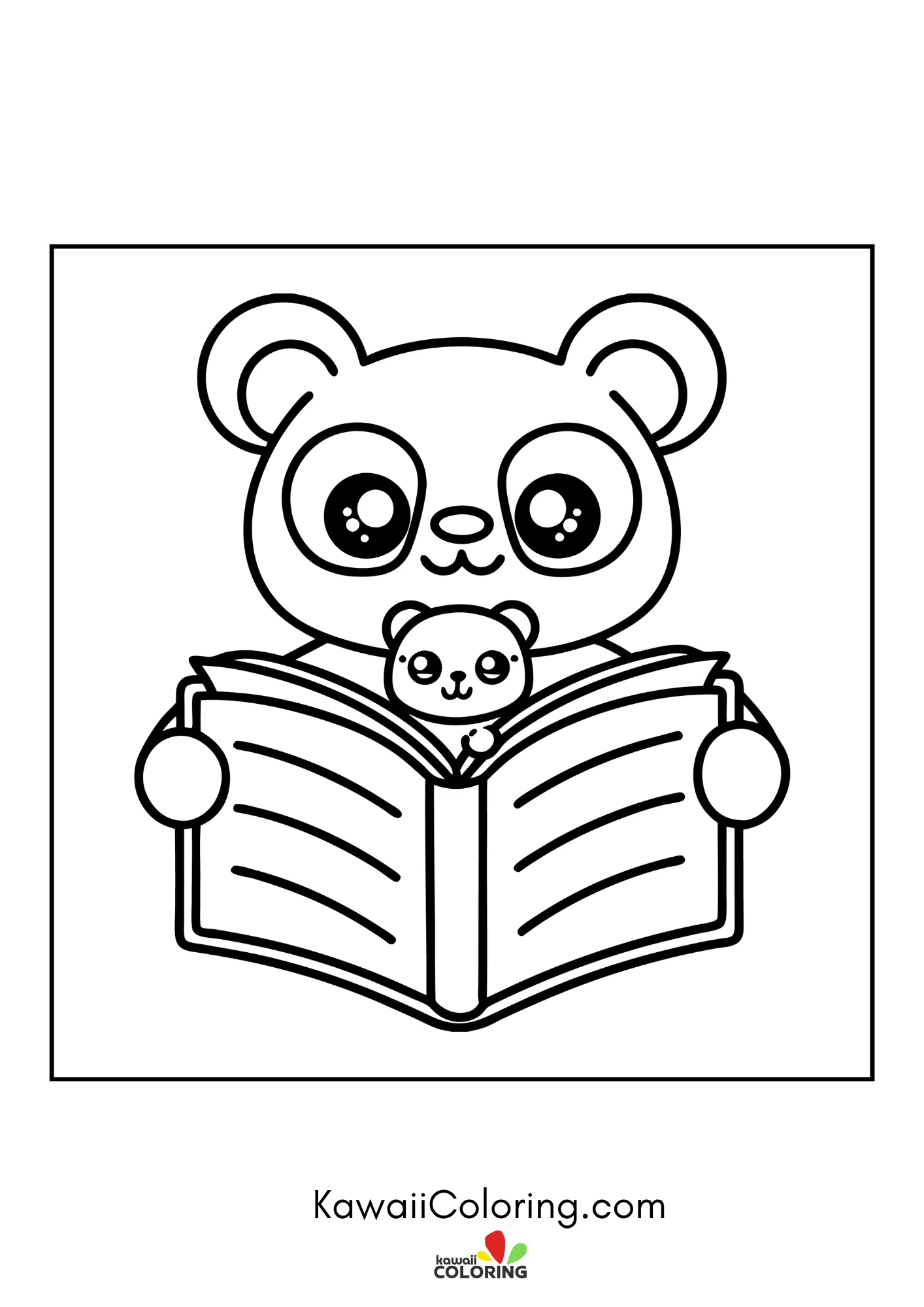 Cute bear sitting with hearts and flowers