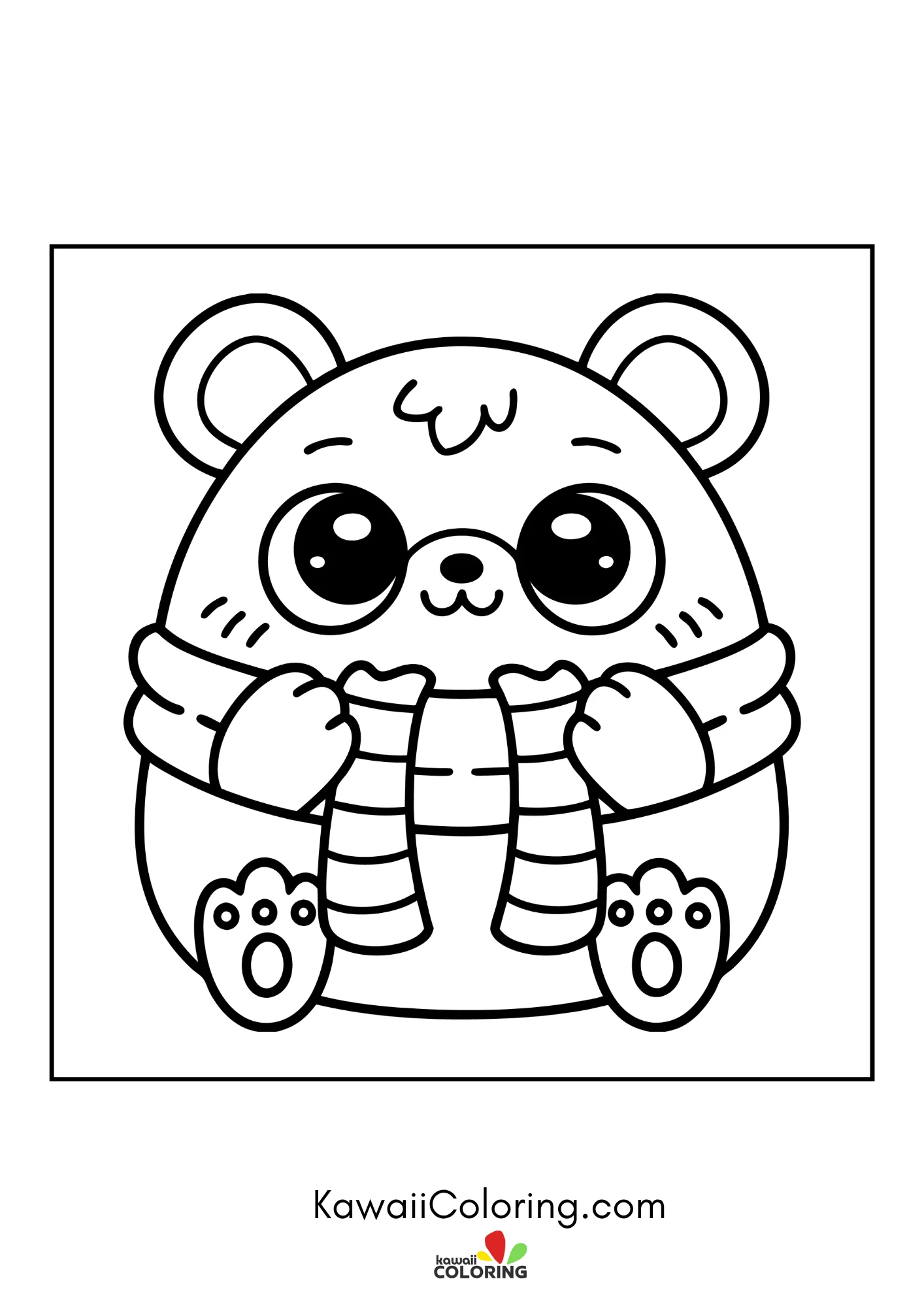 Kawaii bear in a playful forest scene
