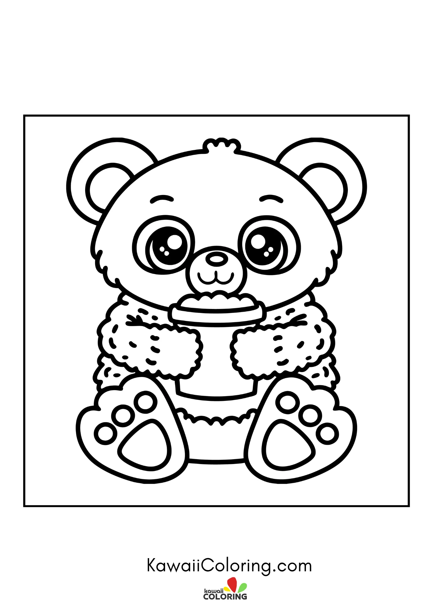 Baby bear with stars and simple flowers
