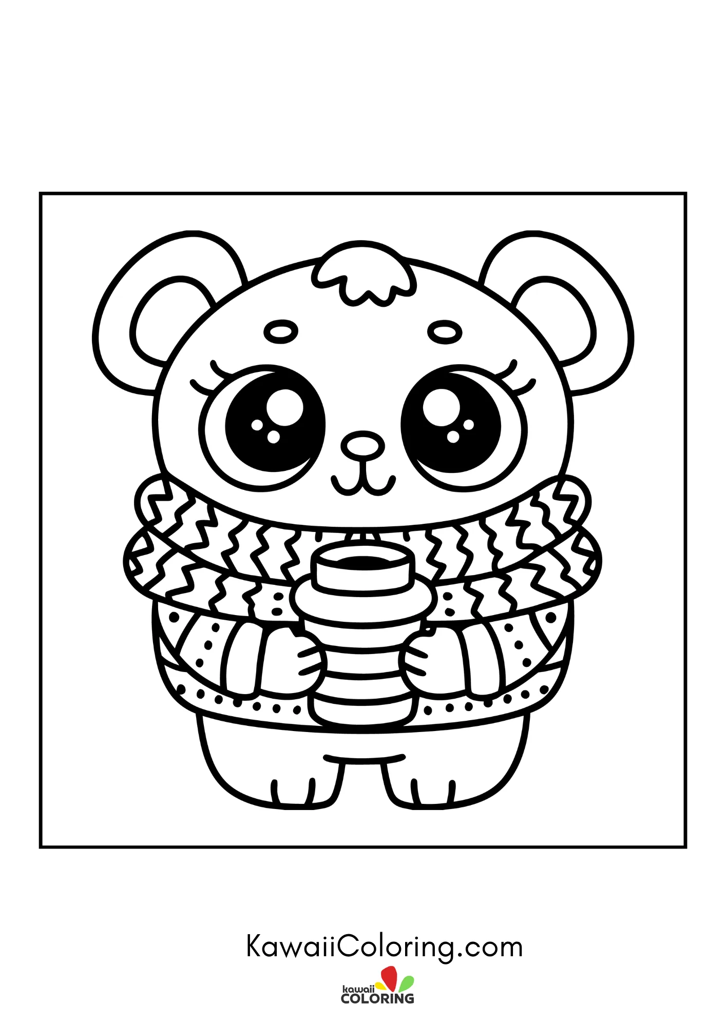 Smiling bear holding a sweet treat