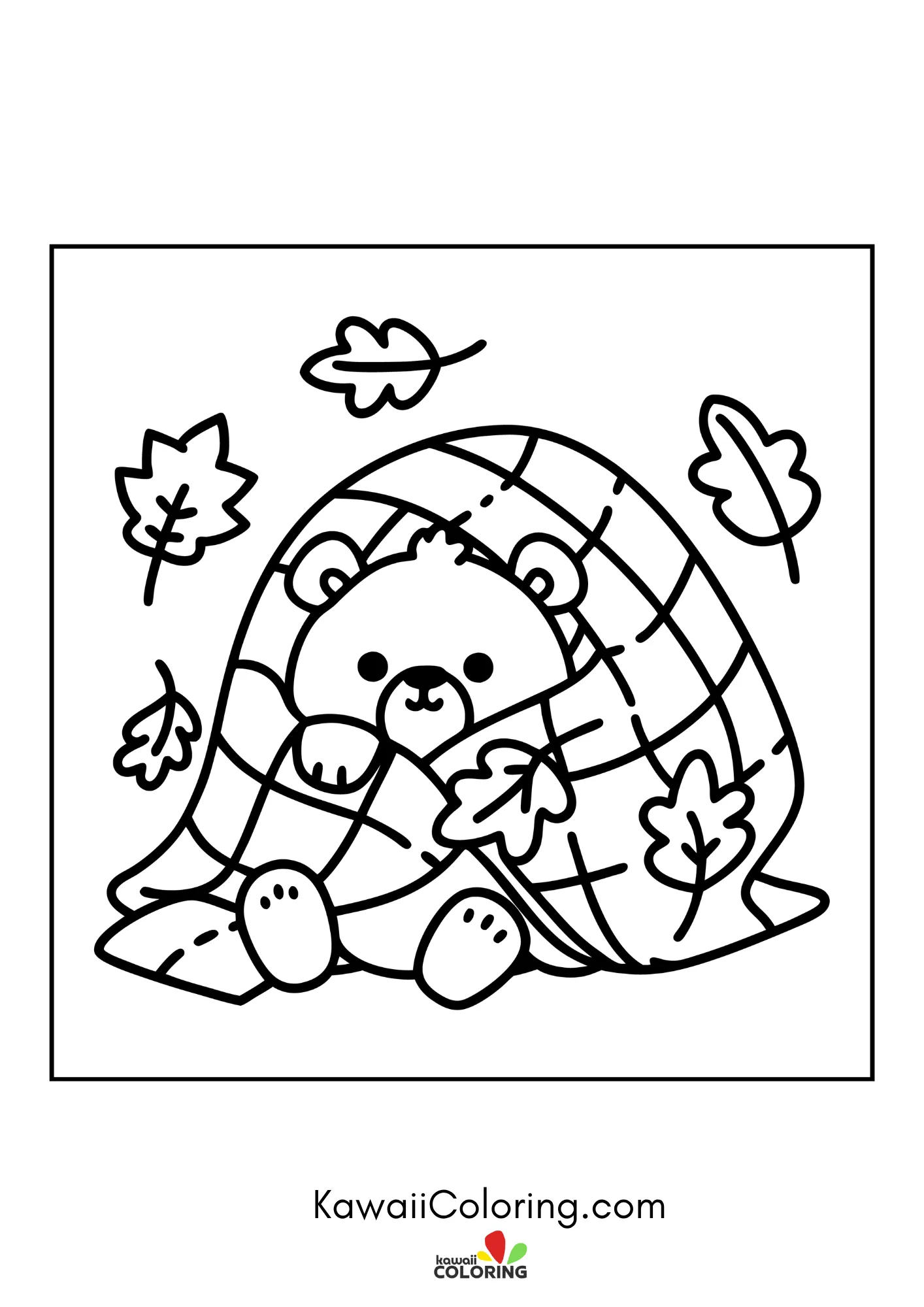 Kawaii bear in a playful forest scene