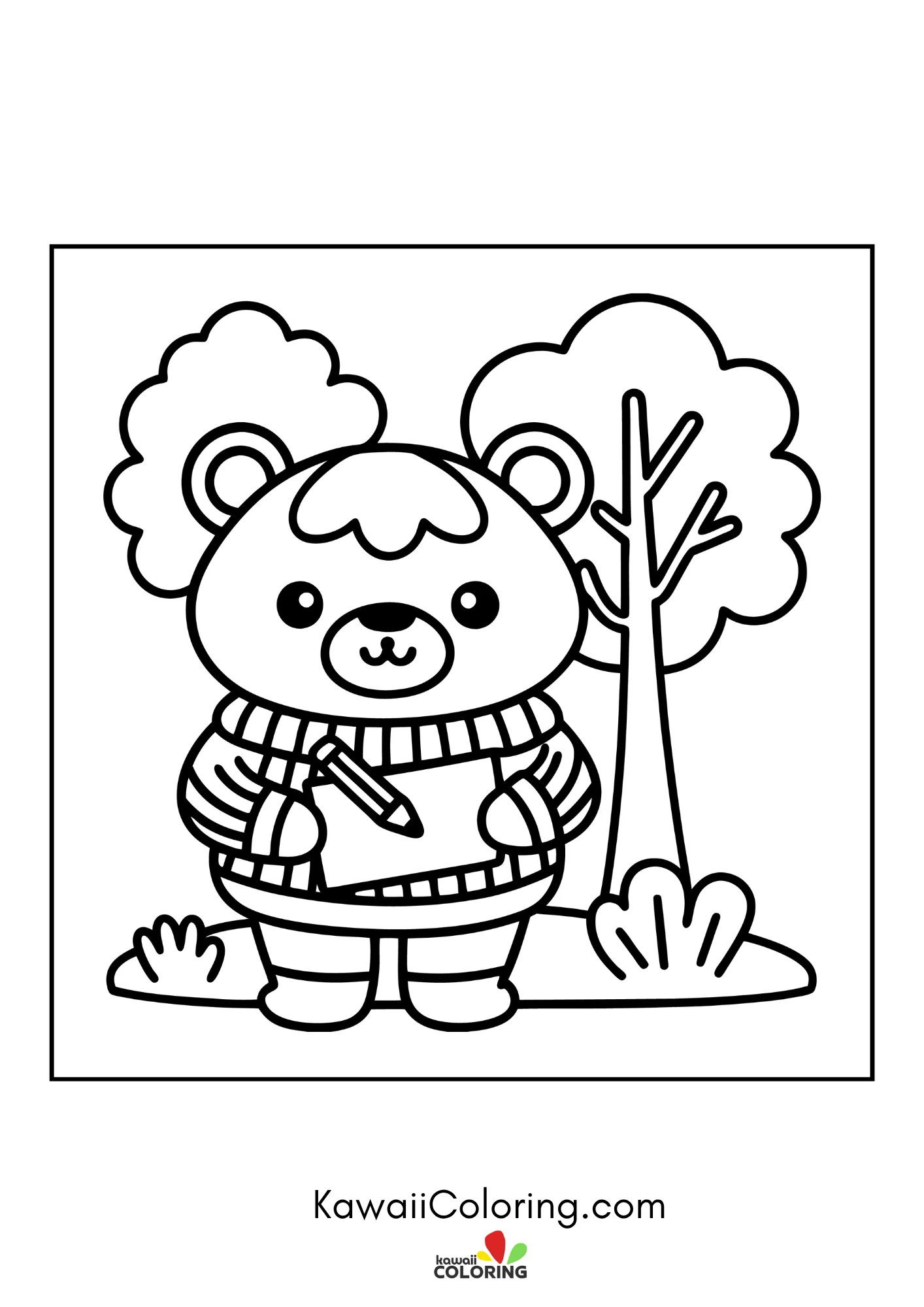 Baby bear with stars and simple flowers