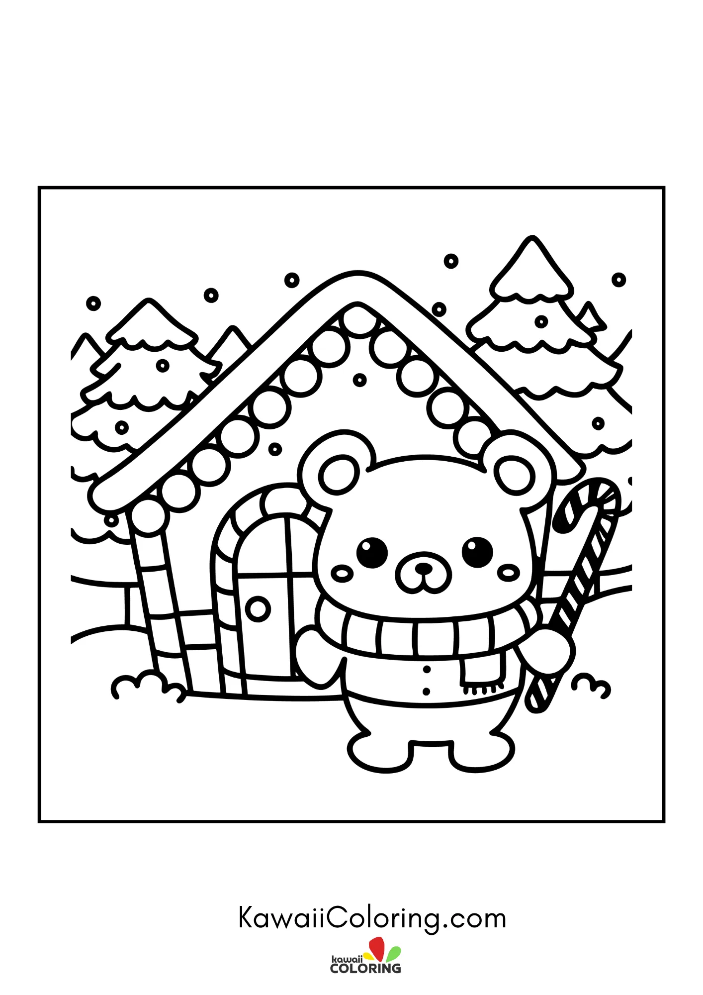 Cute bear sitting with hearts and flowers