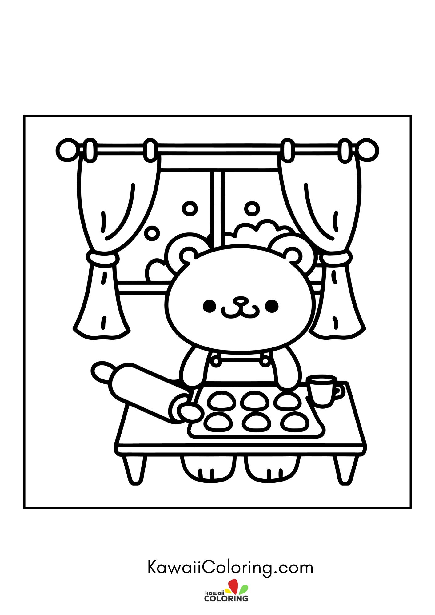 Baby bear with stars and simple flowers