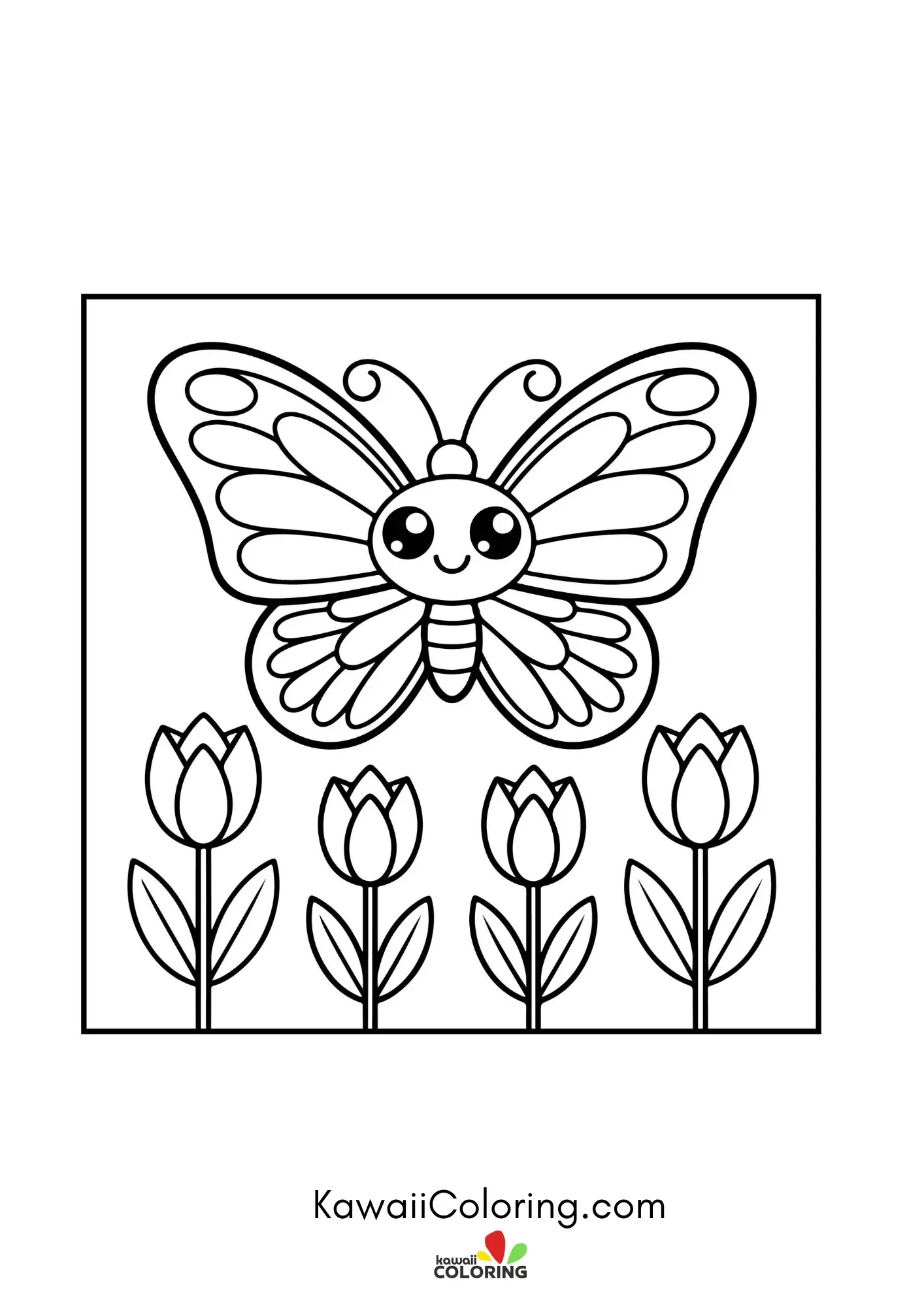 Kawaii butterfly with decorative wing patterns