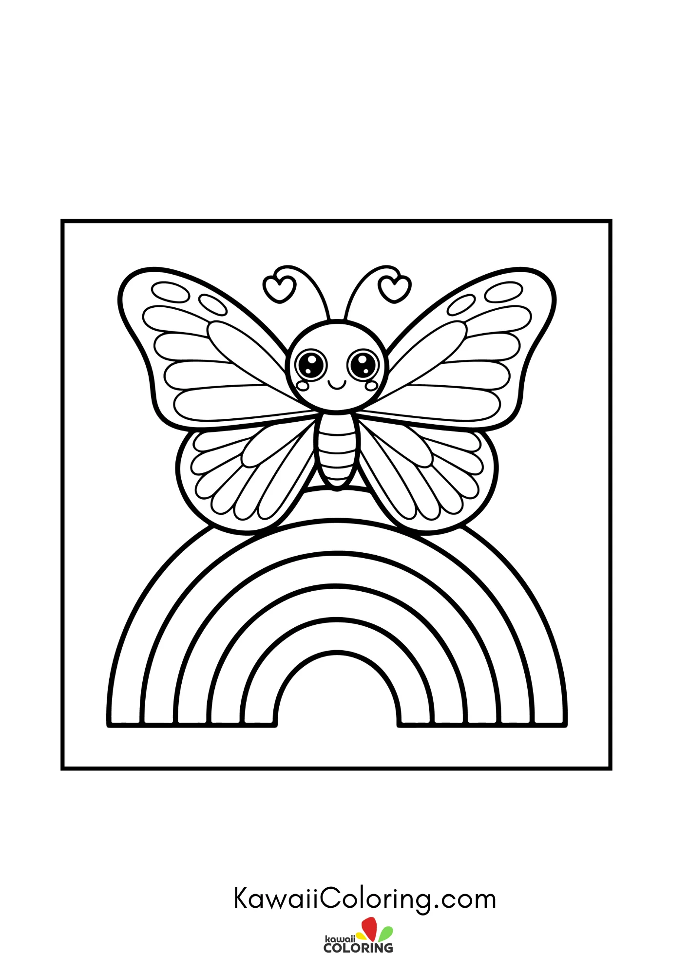 Kawaii butterfly with decorative wing patterns