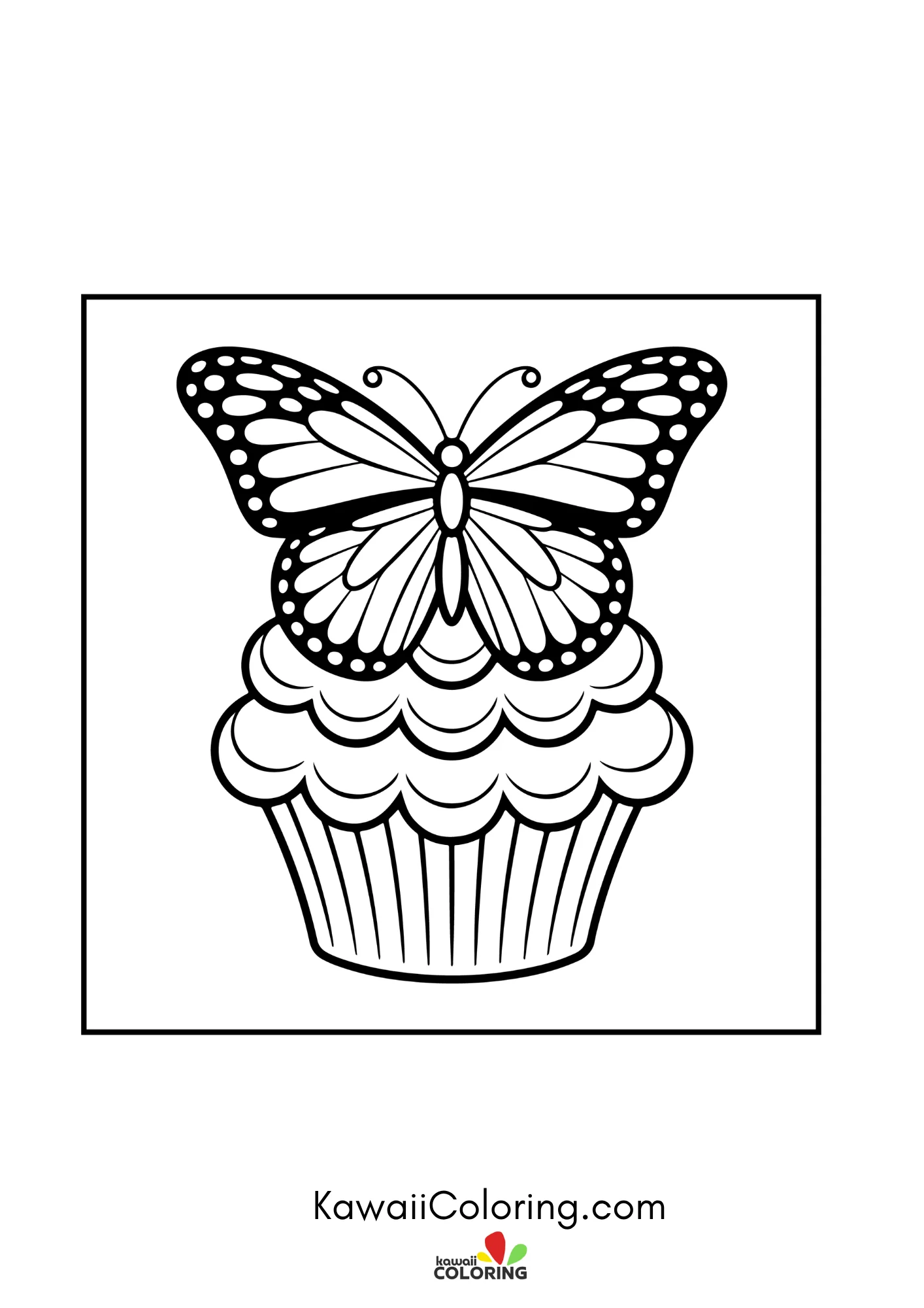 Butterfly with patterned wings and flowers