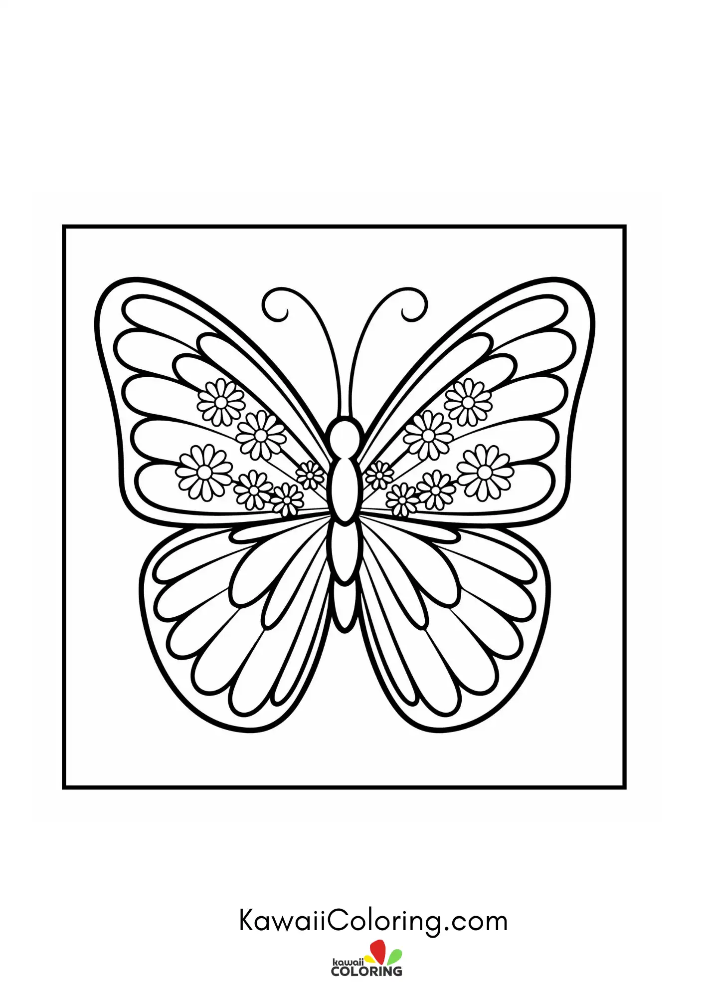 Cute butterfly flying above blossoms
