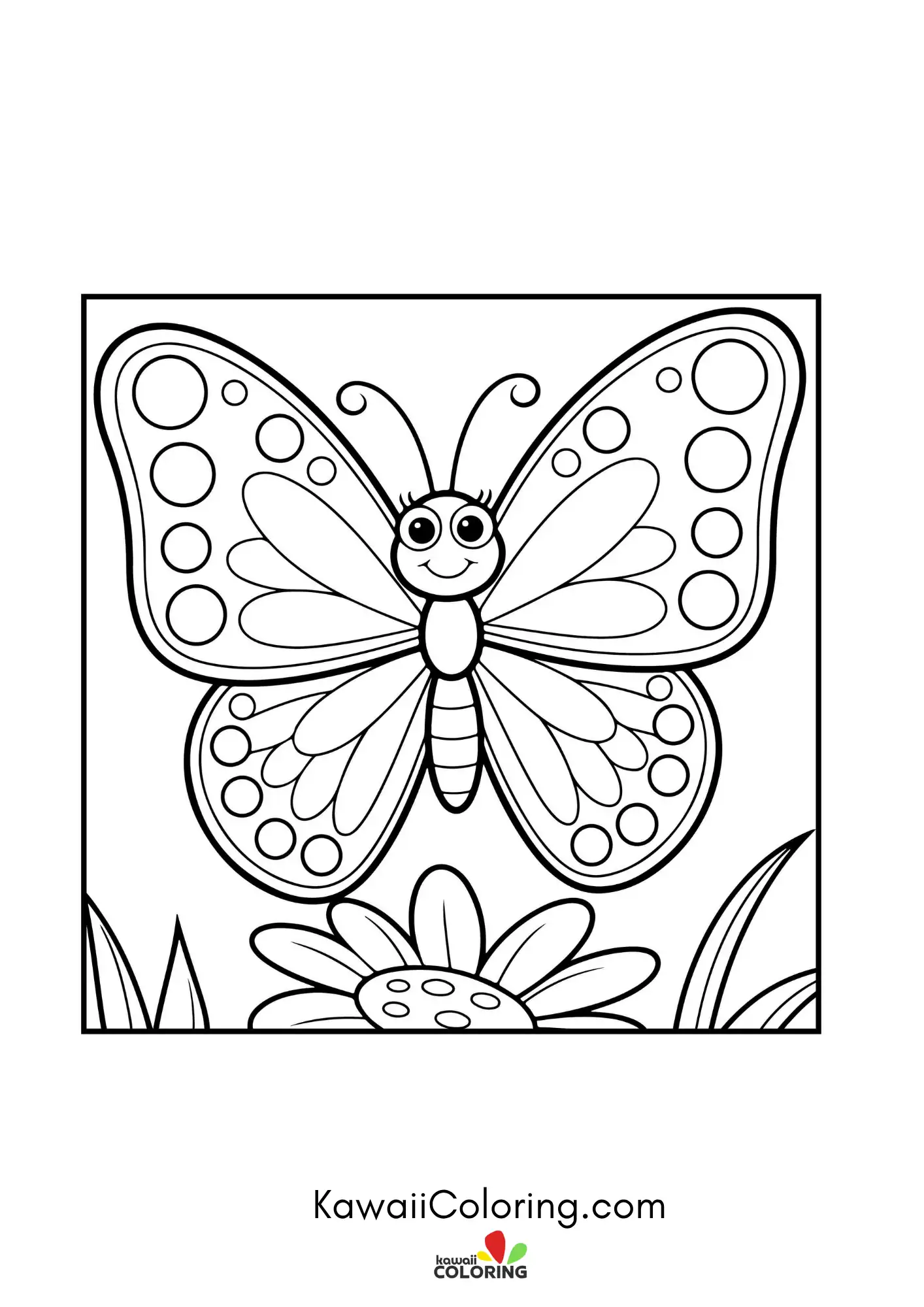 Cute butterfly flying above blossoms