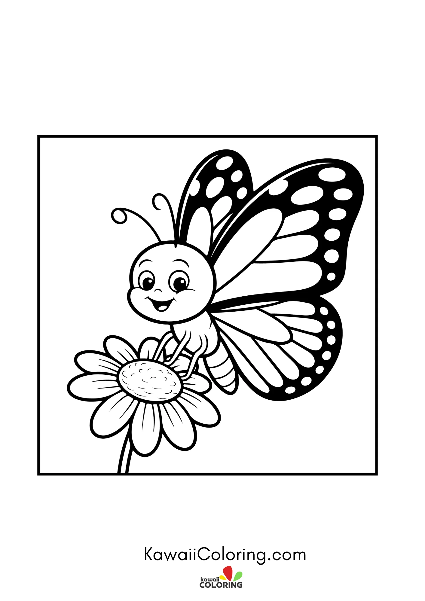 Large butterfly with hearts and floral details