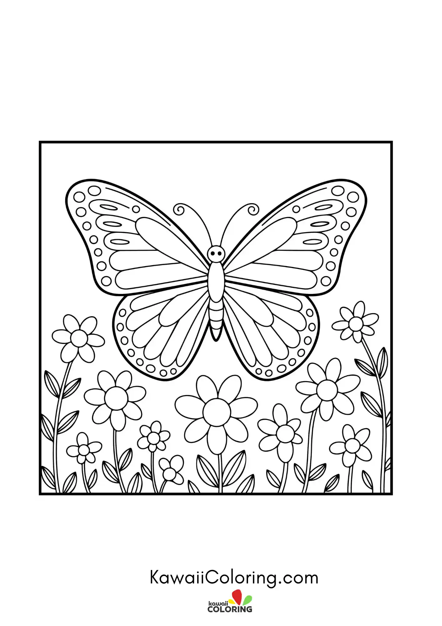 Kawaii butterfly with decorative wing patterns
