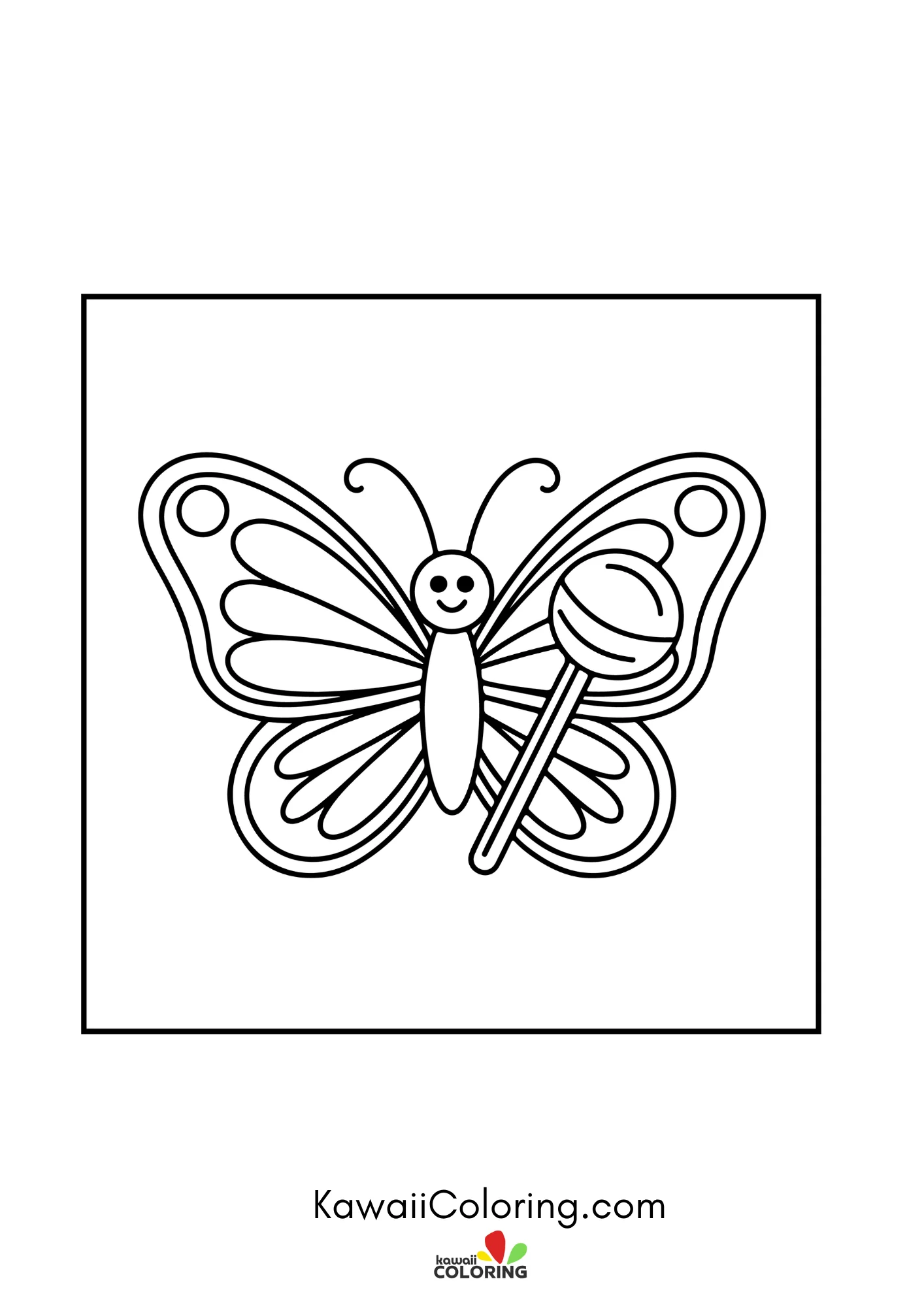 Kawaii butterfly with decorative wing patterns