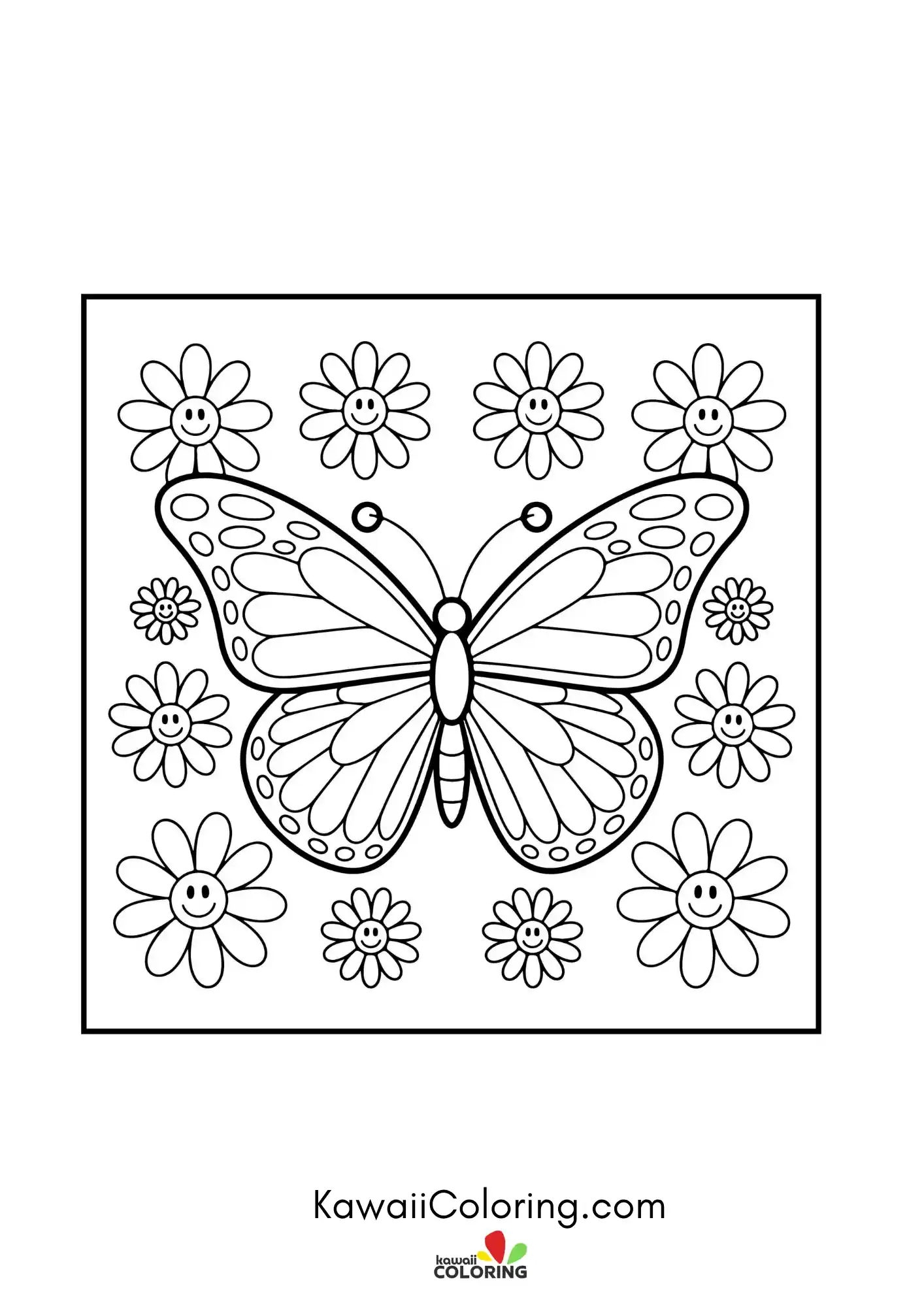 Large butterfly with hearts and floral details
