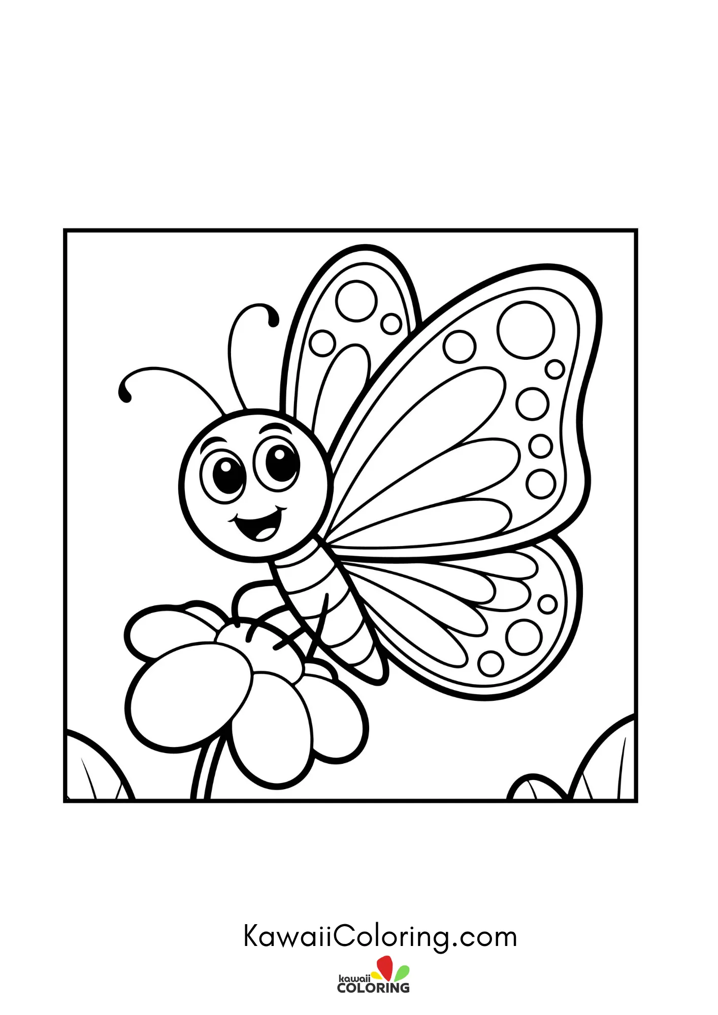 Kawaii butterfly with decorative wing patterns
