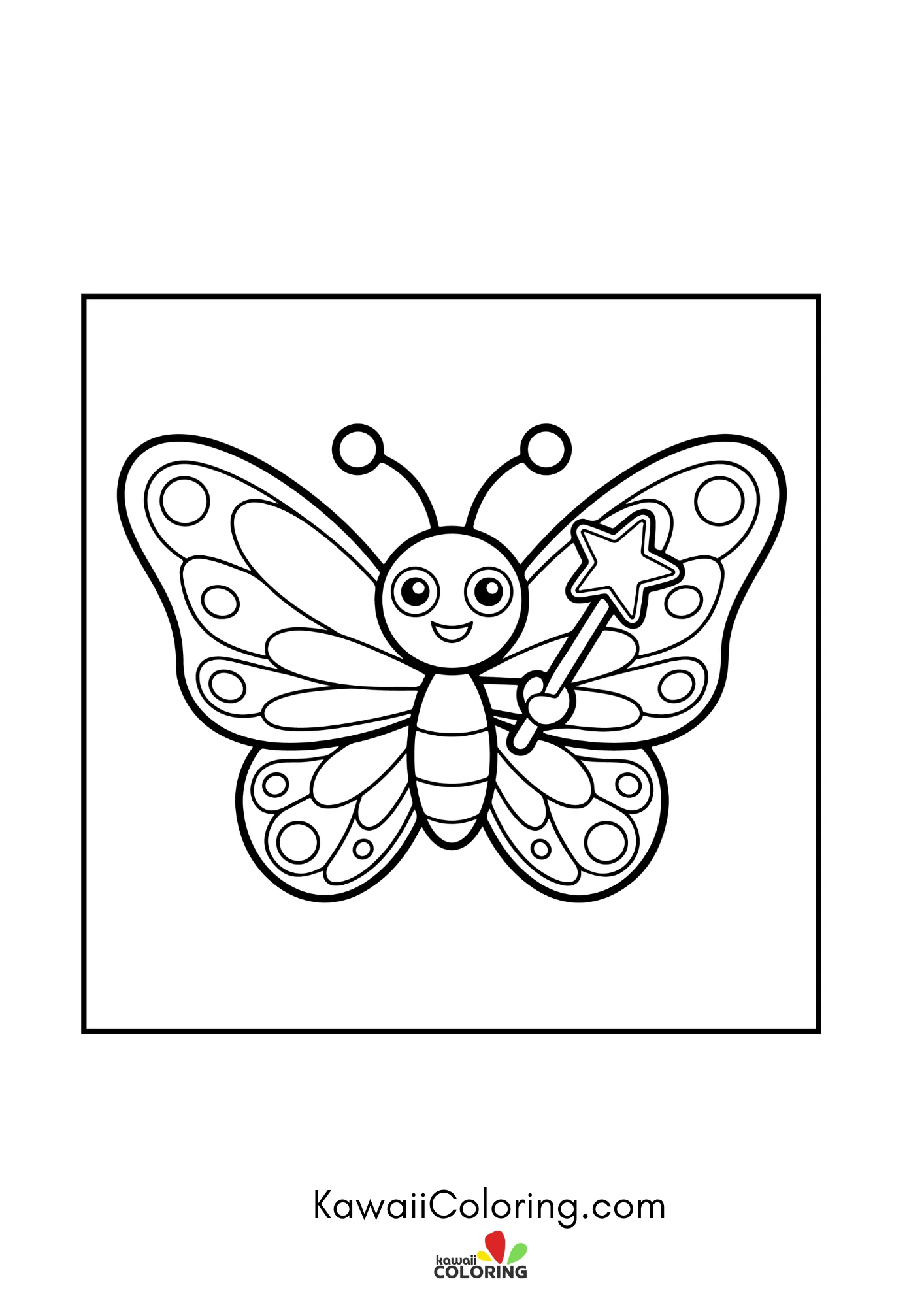 Kawaii butterfly with decorative wing patterns
