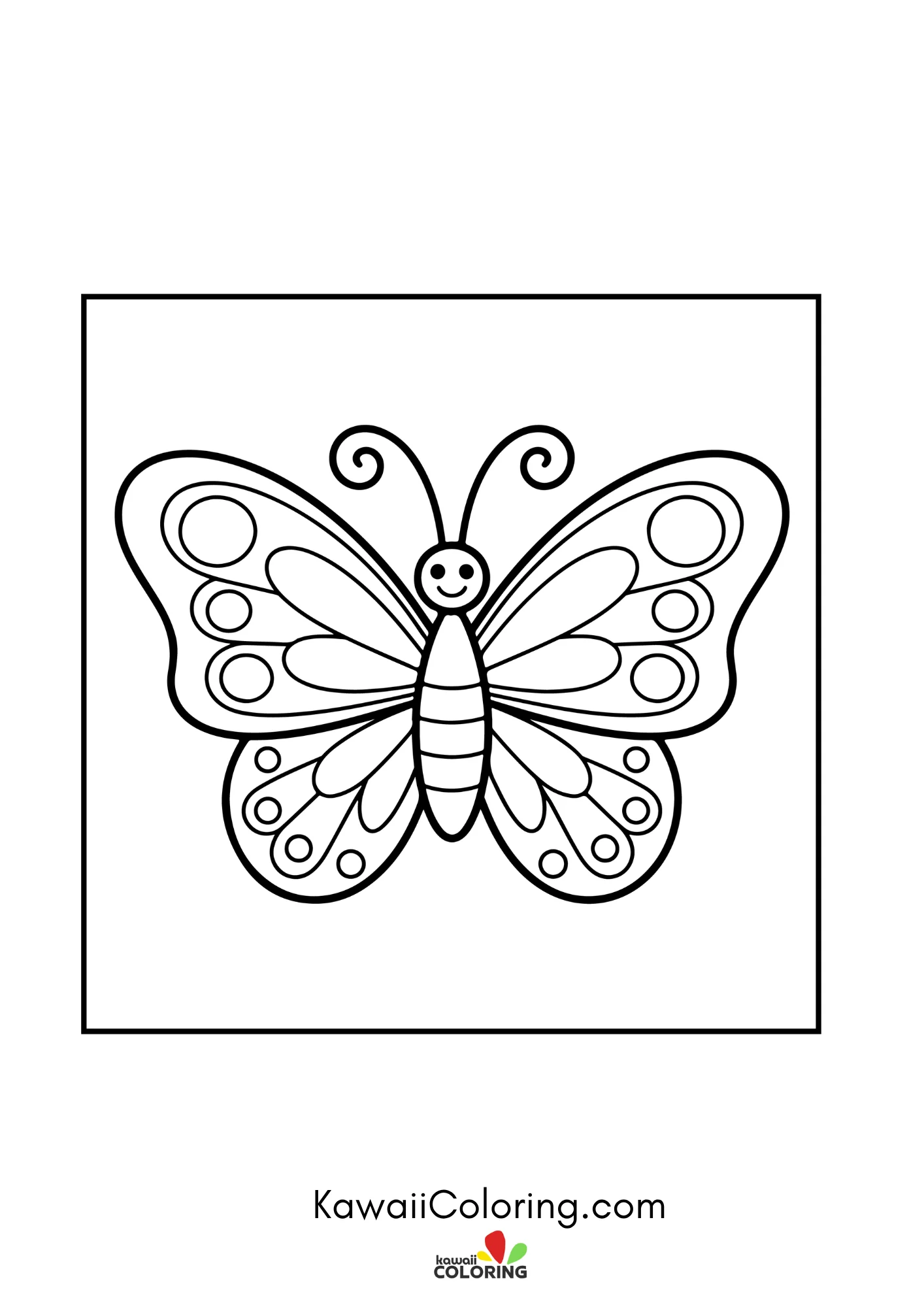 Kawaii butterfly with decorative wing patterns