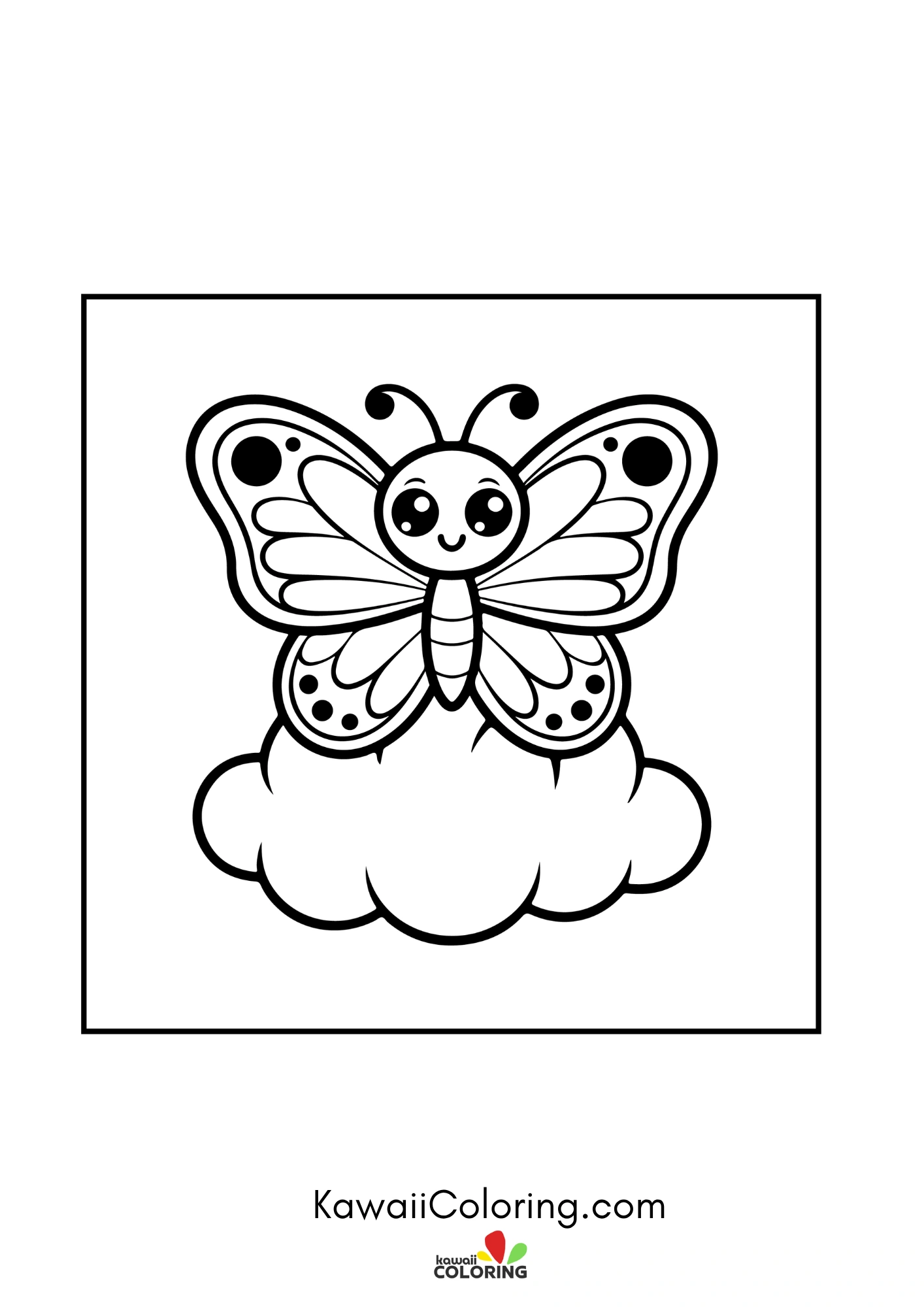 Butterfly with patterned wings and flowers