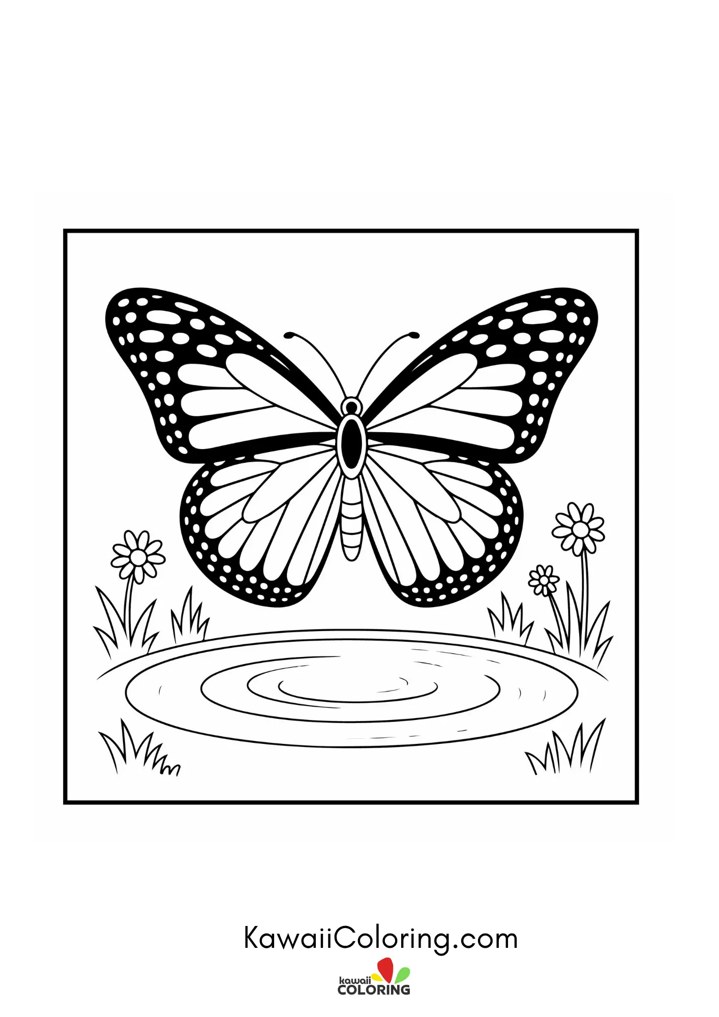 Large butterfly with hearts and floral details