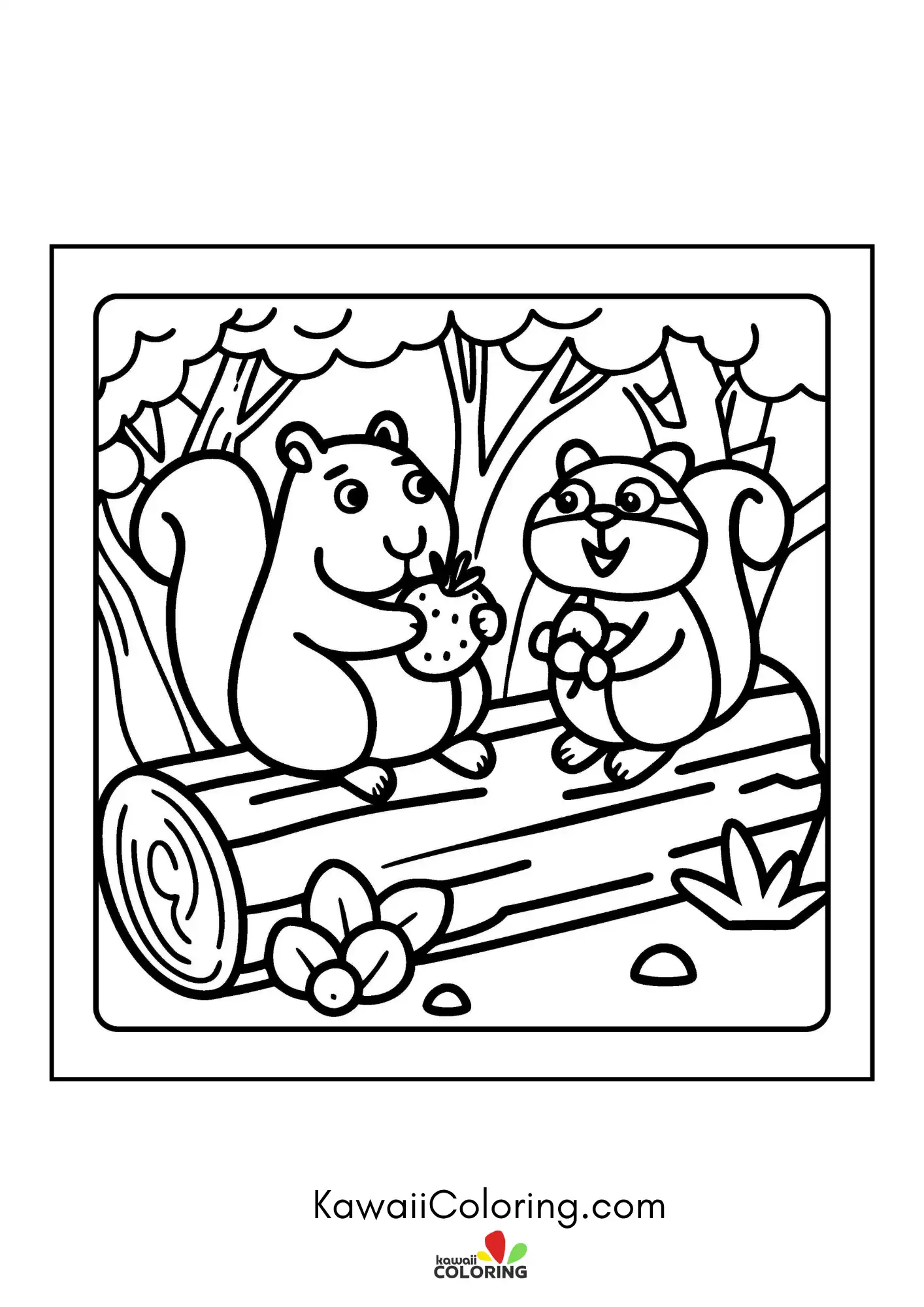 Capybara with hearts and garden details