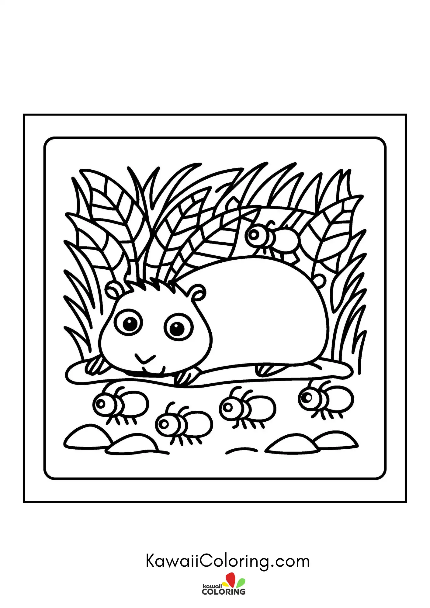 Capybara with hearts and garden details