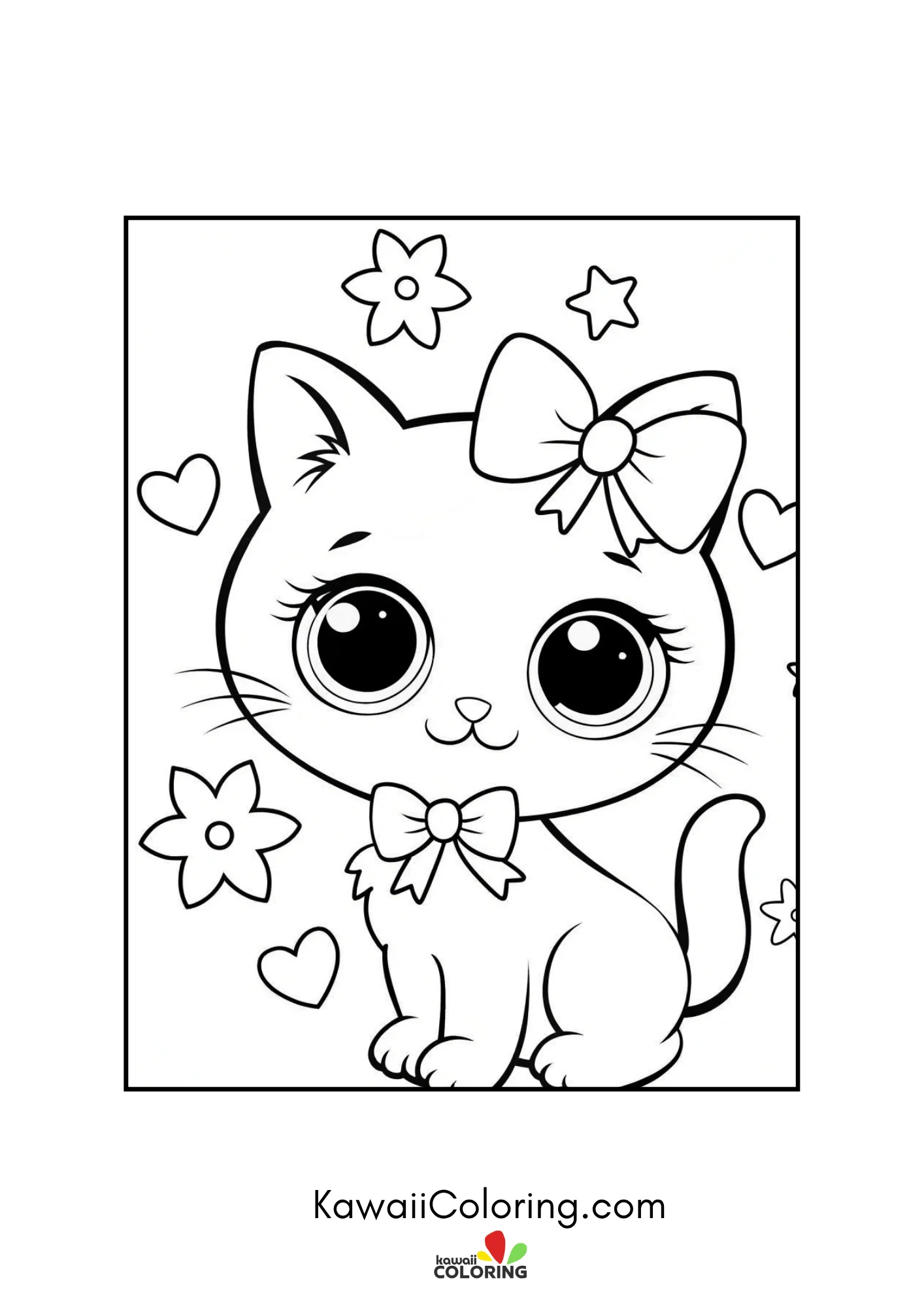 Kitten with flower bow and necklace