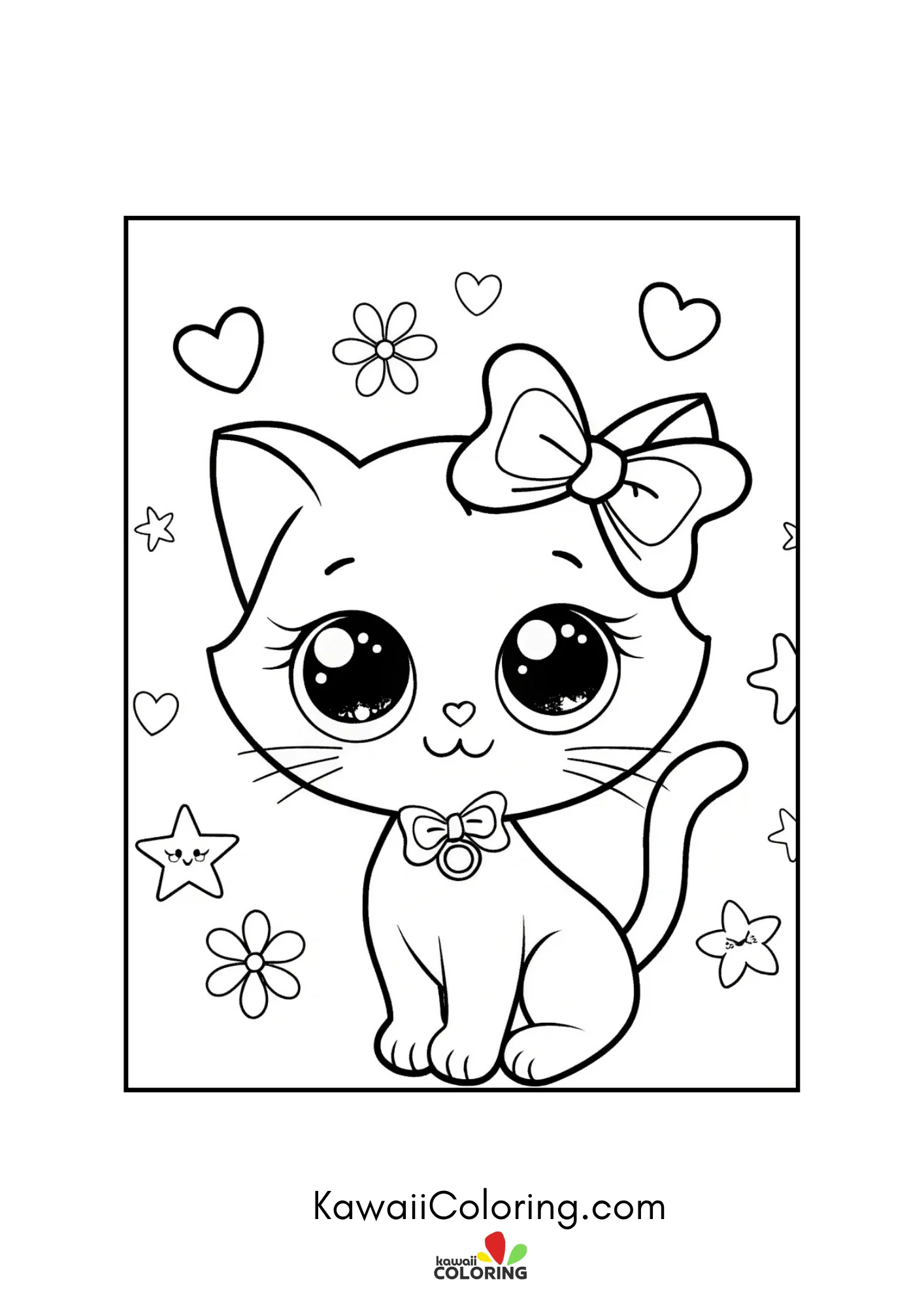 Kitten with spotted cheeks among flowers