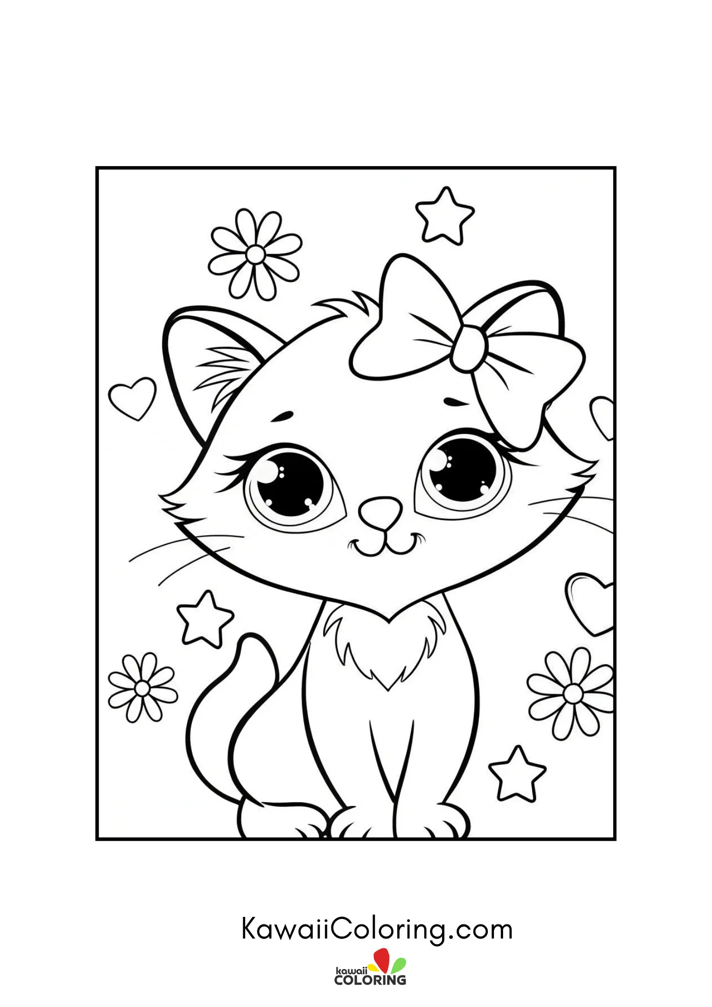 Fluffy kitten with flowered background