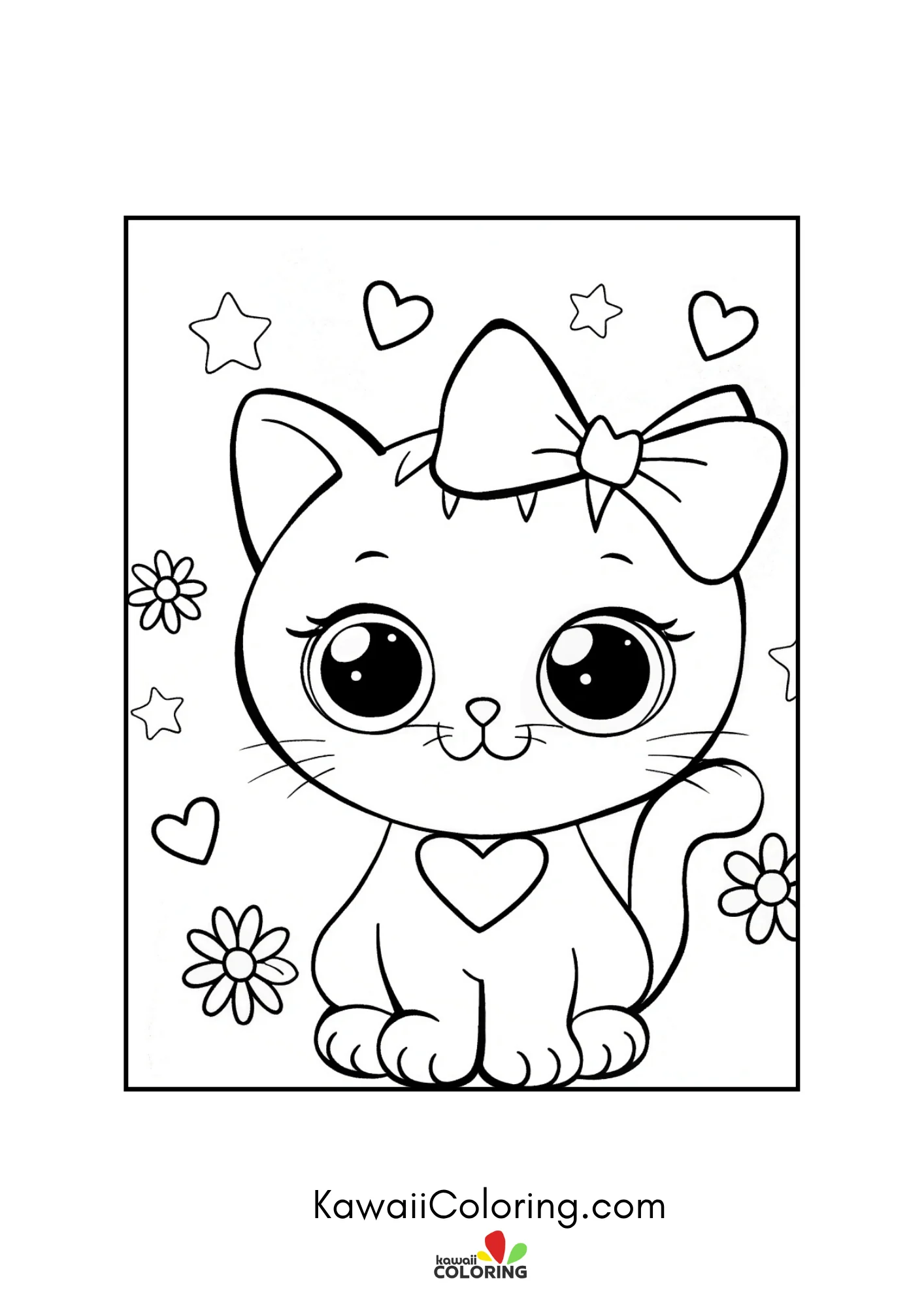 Kitten with big bow and cheek whiskers