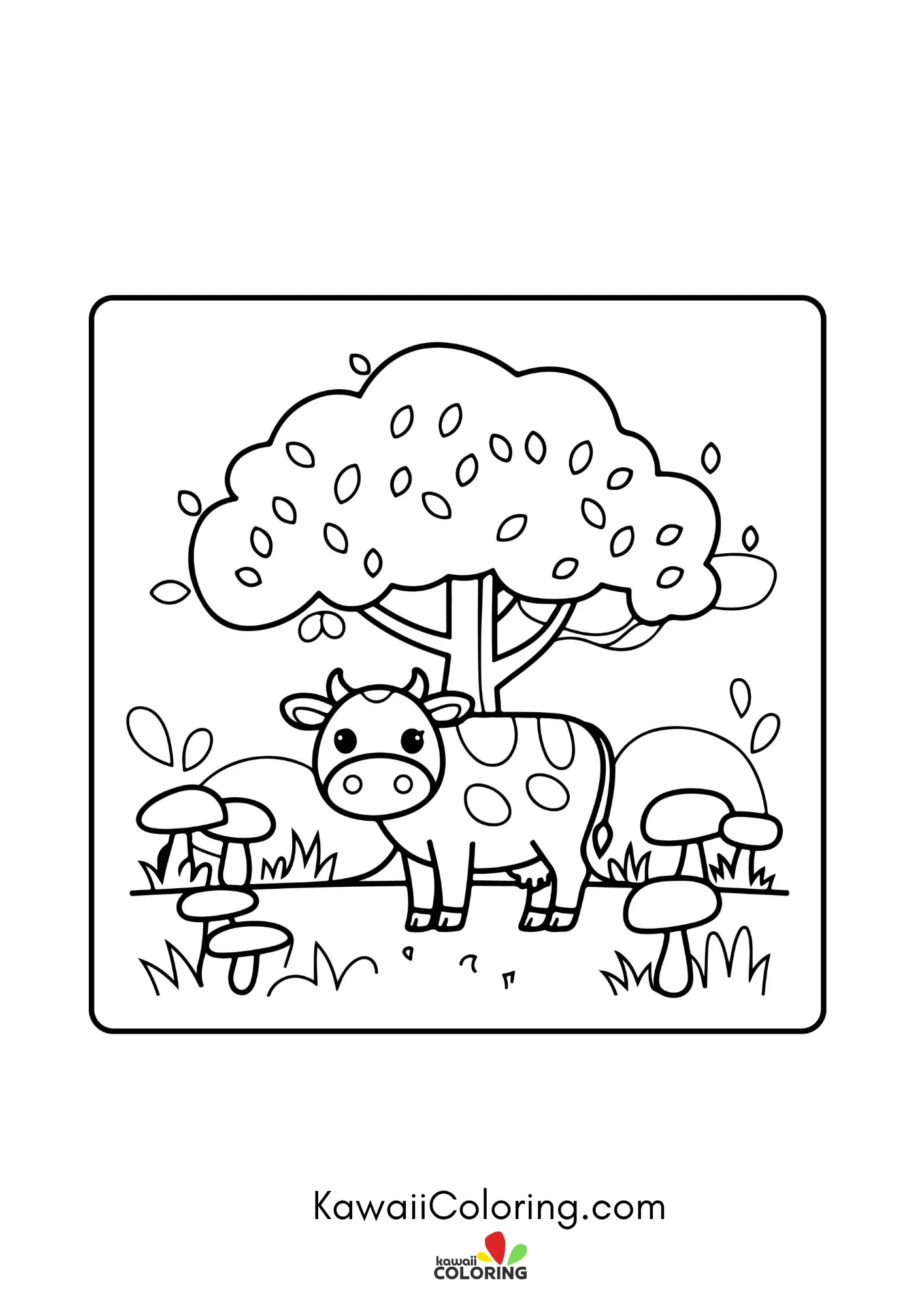 Cute cow standing with flowers