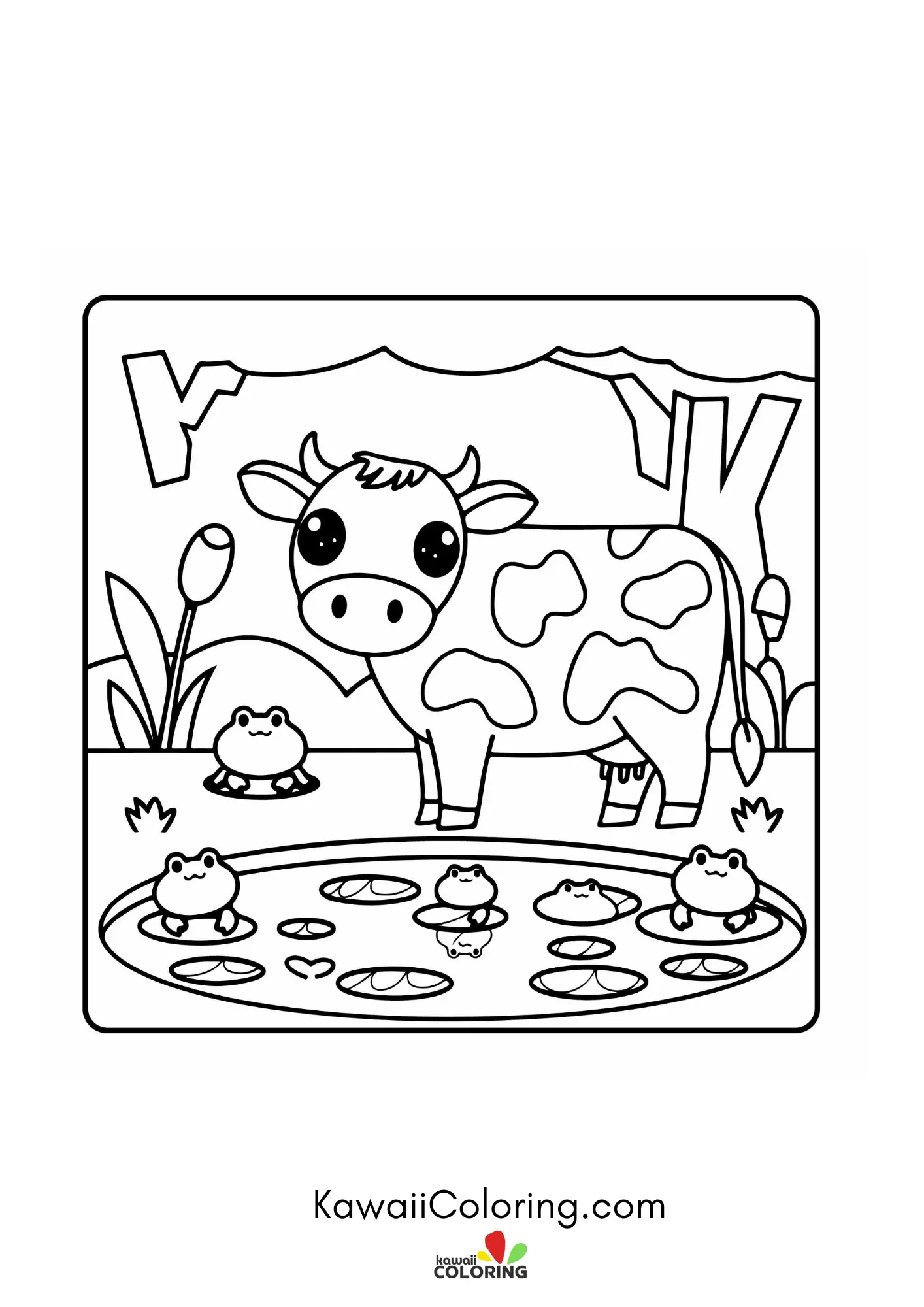 Cow face with flowers and stars